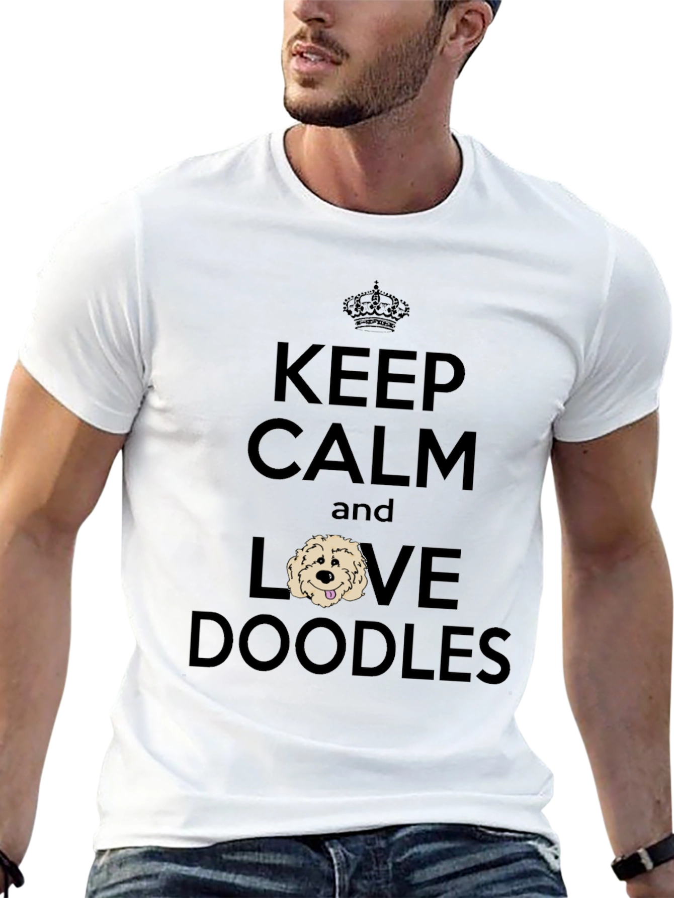 Black Keep Calm & Love Doodles T-Shirt view 13