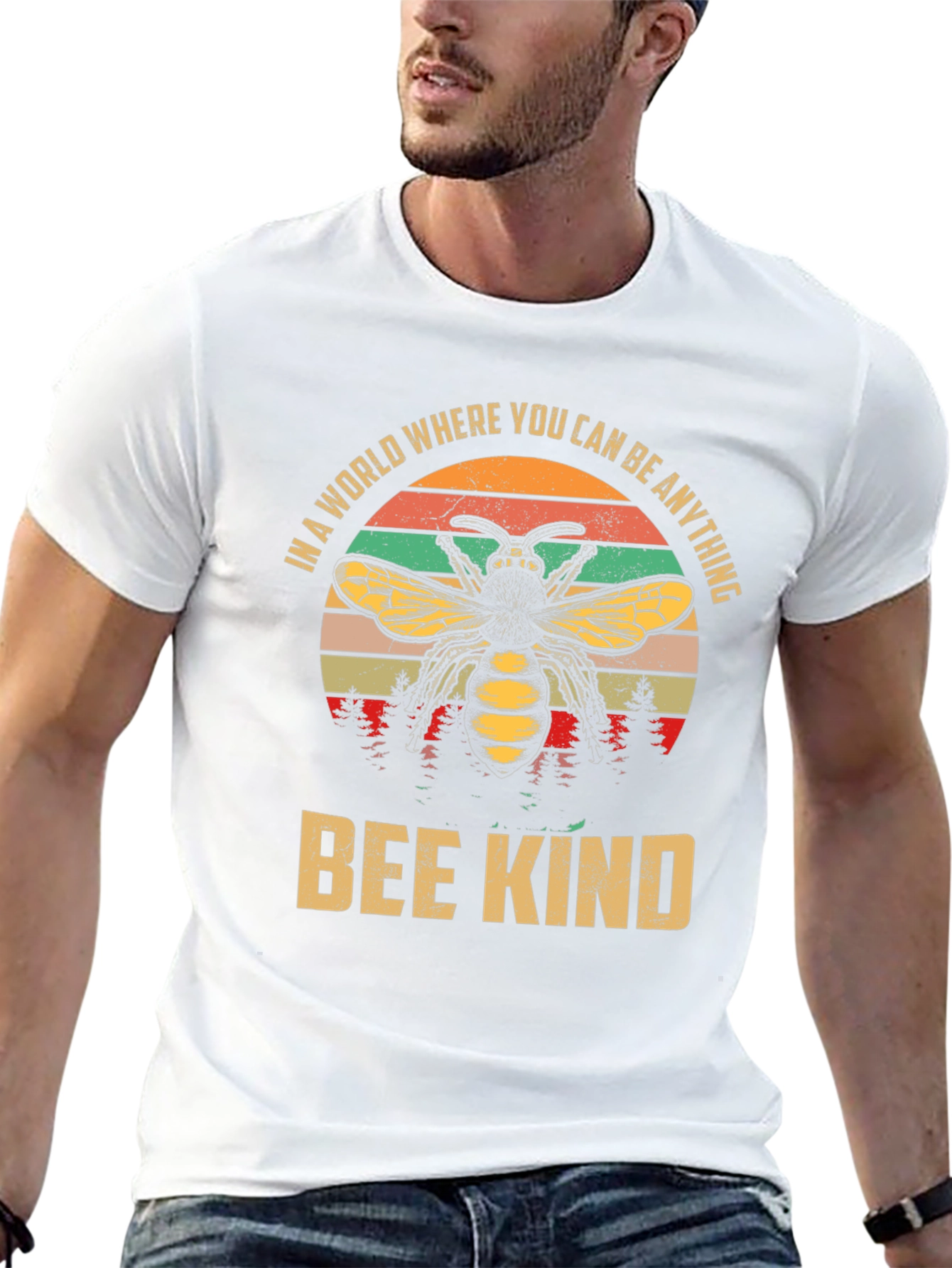 Black Bee Kind Graphic Tee - Trendy Casual Top view 13