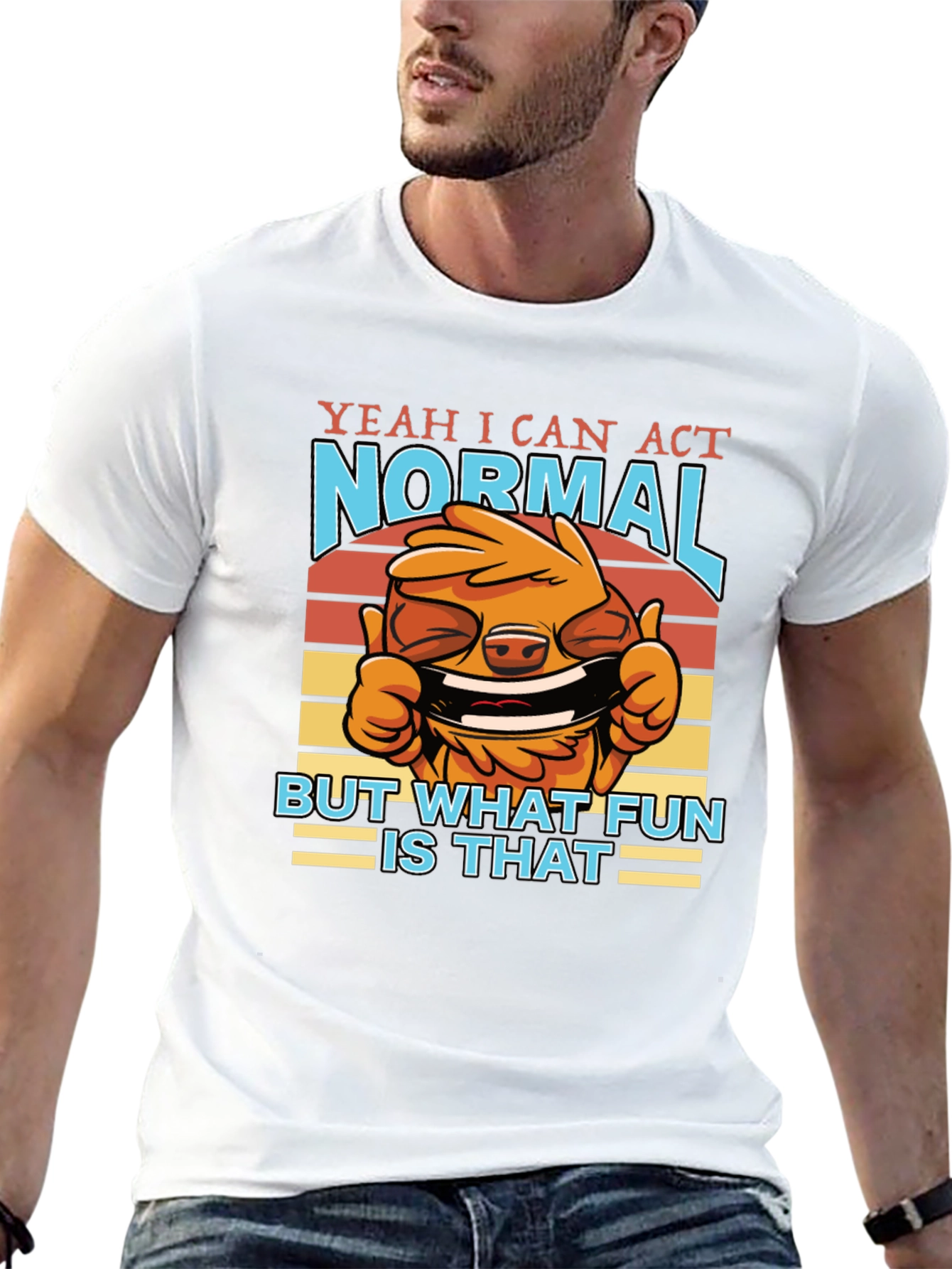 Black Funny 'Yeah I Can Act Normal' Graphic T-Shirt view 13