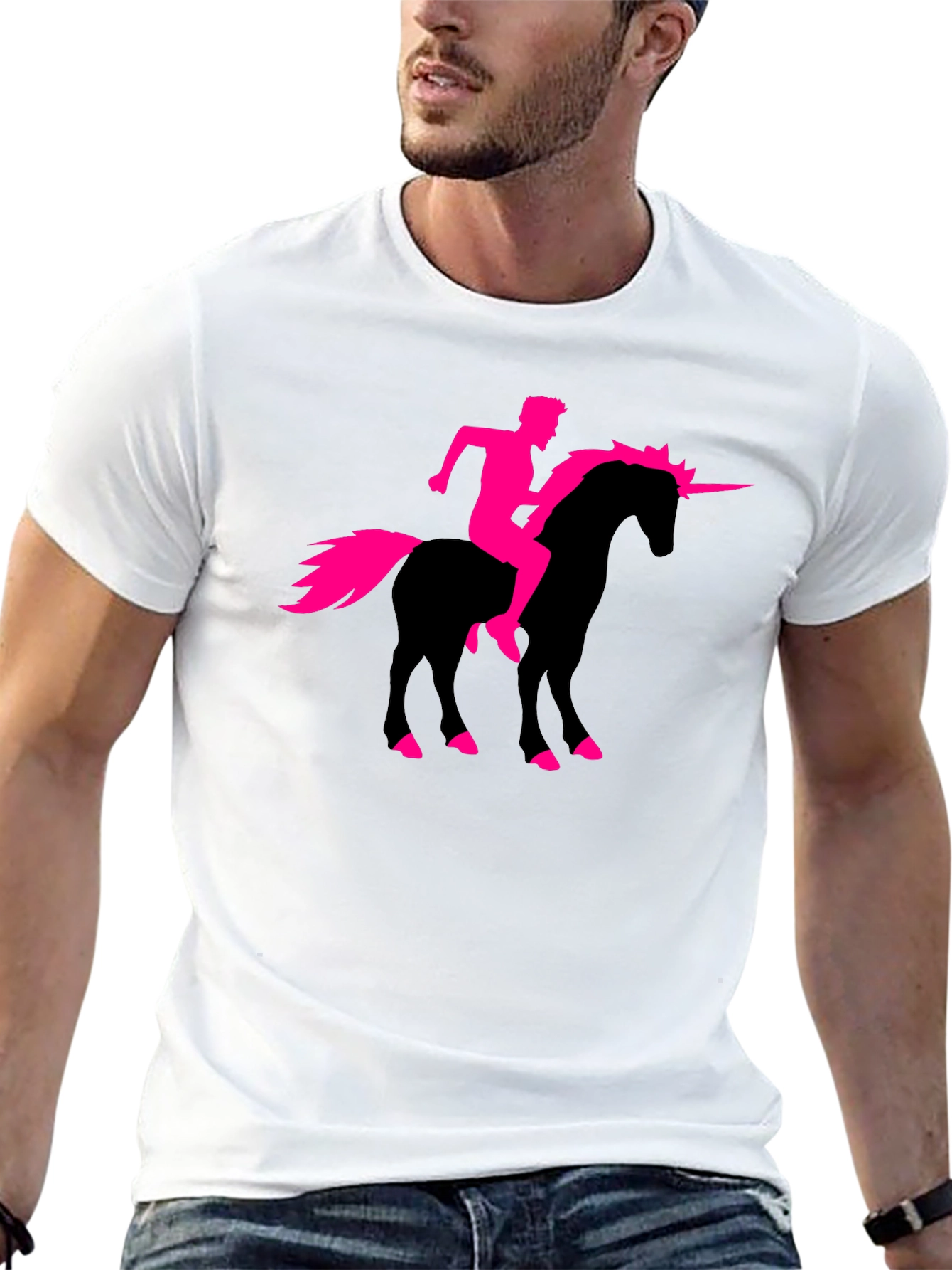 Black Unicorn Rider Graphic T-Shirt - Black Cotton Tee view 13