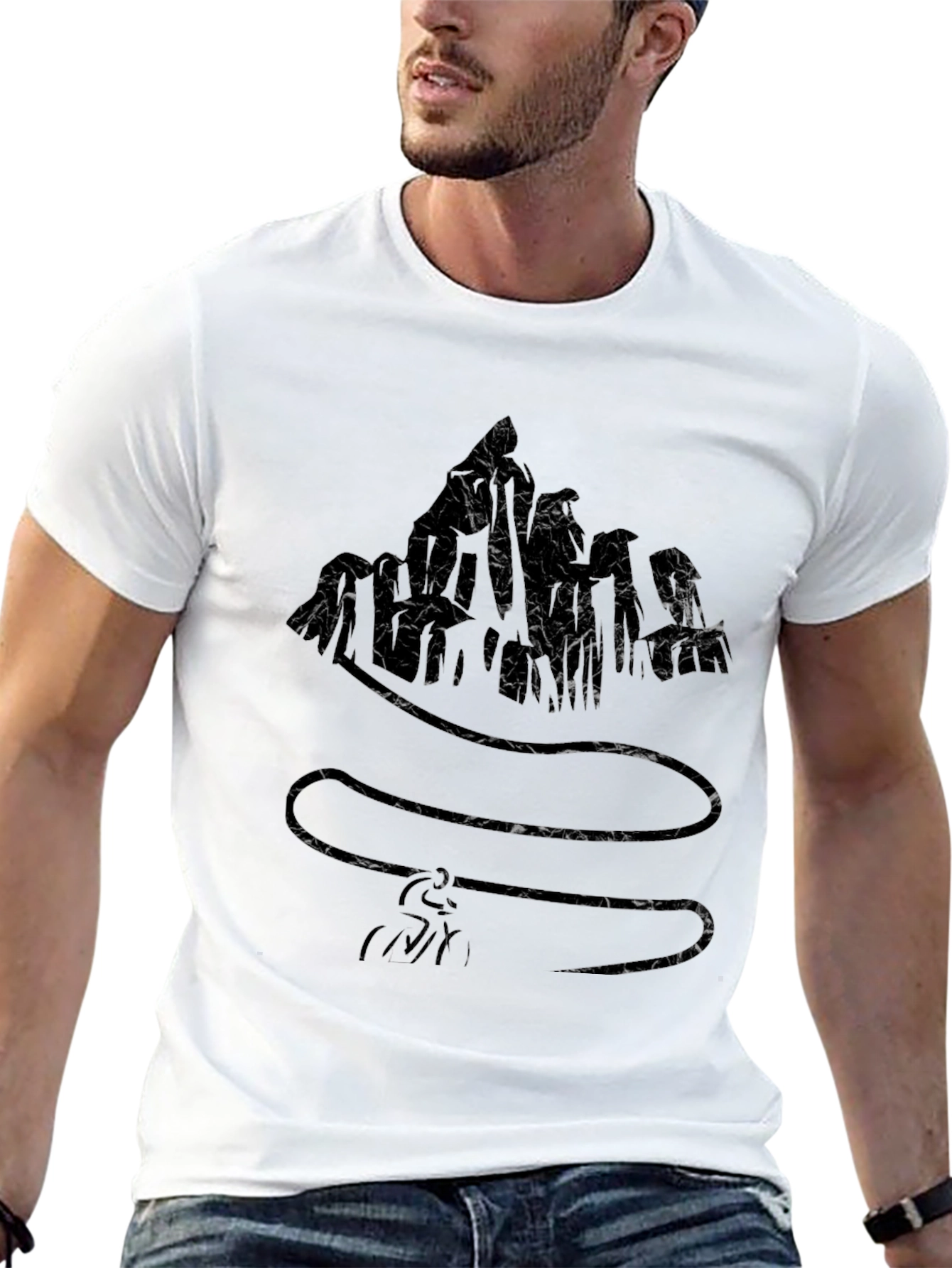 Black Textured Graphic Black T-Shirt view 13