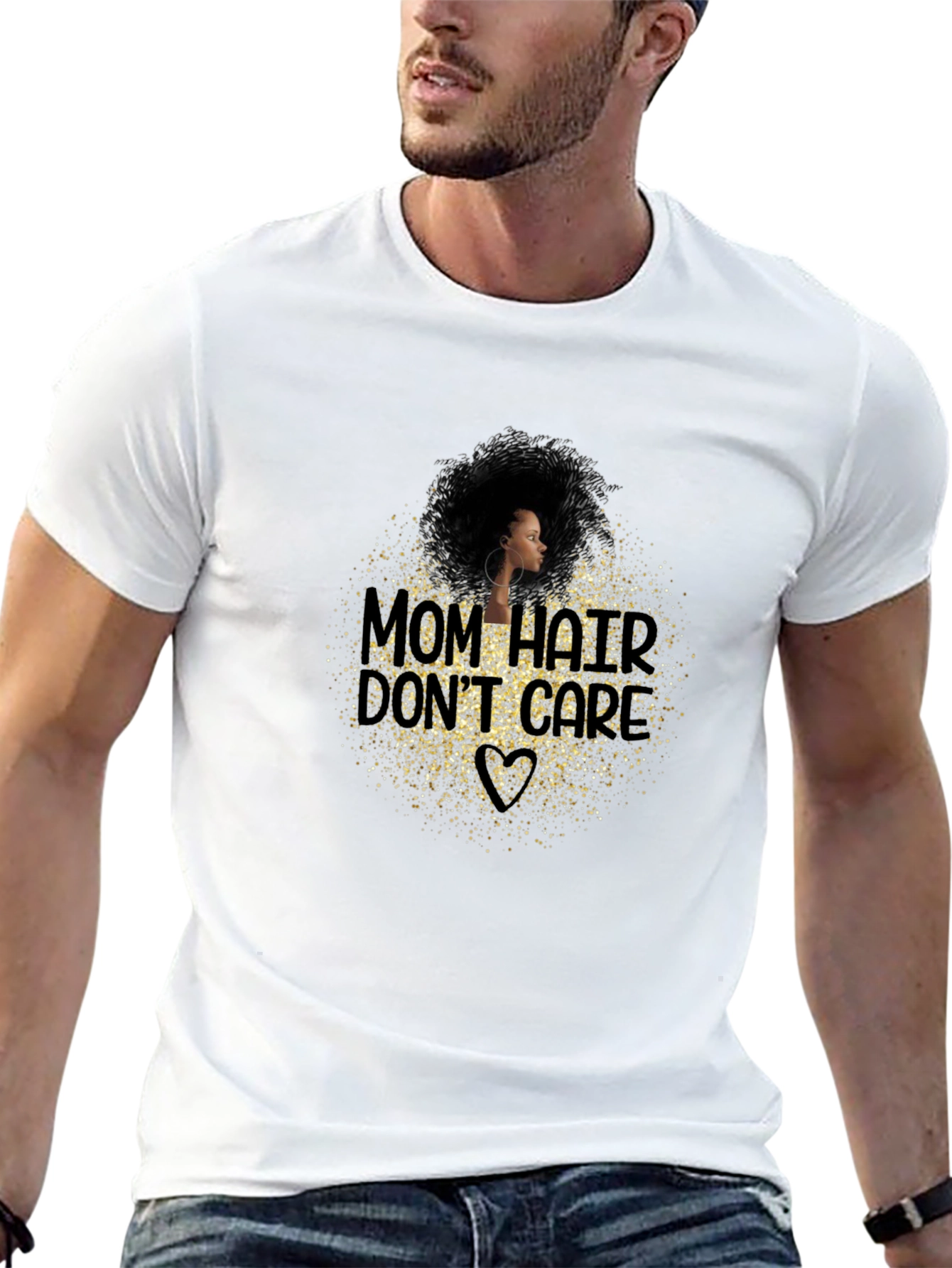 Black Mom Hair Don't Care Graphic T-Shirt - Black view 13