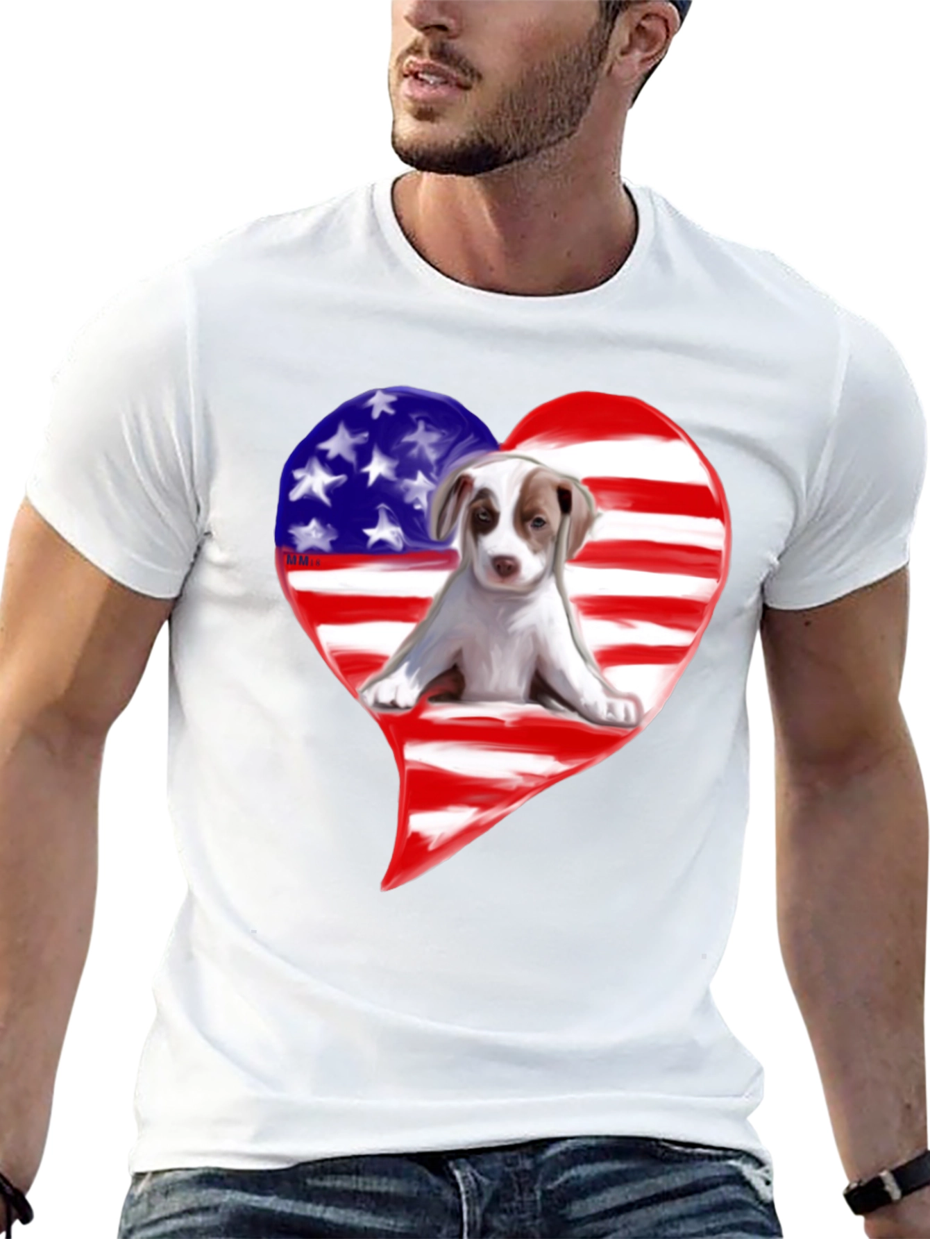 Patriotic Dog Heart T-Shirt - 13