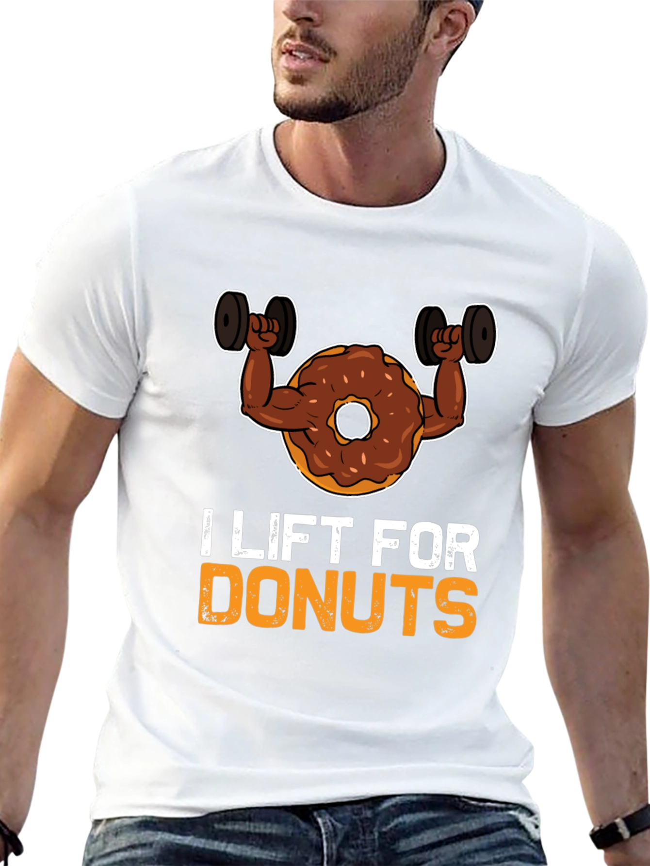 Black I Lift For Donuts Black Graphic T-Shirt view 13