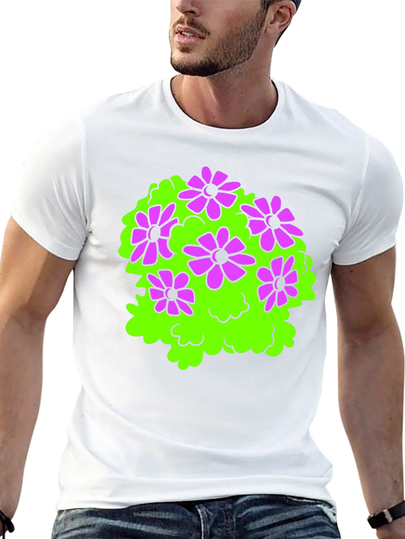 Black Black T-Shirt with Floral Bush Design view 13
