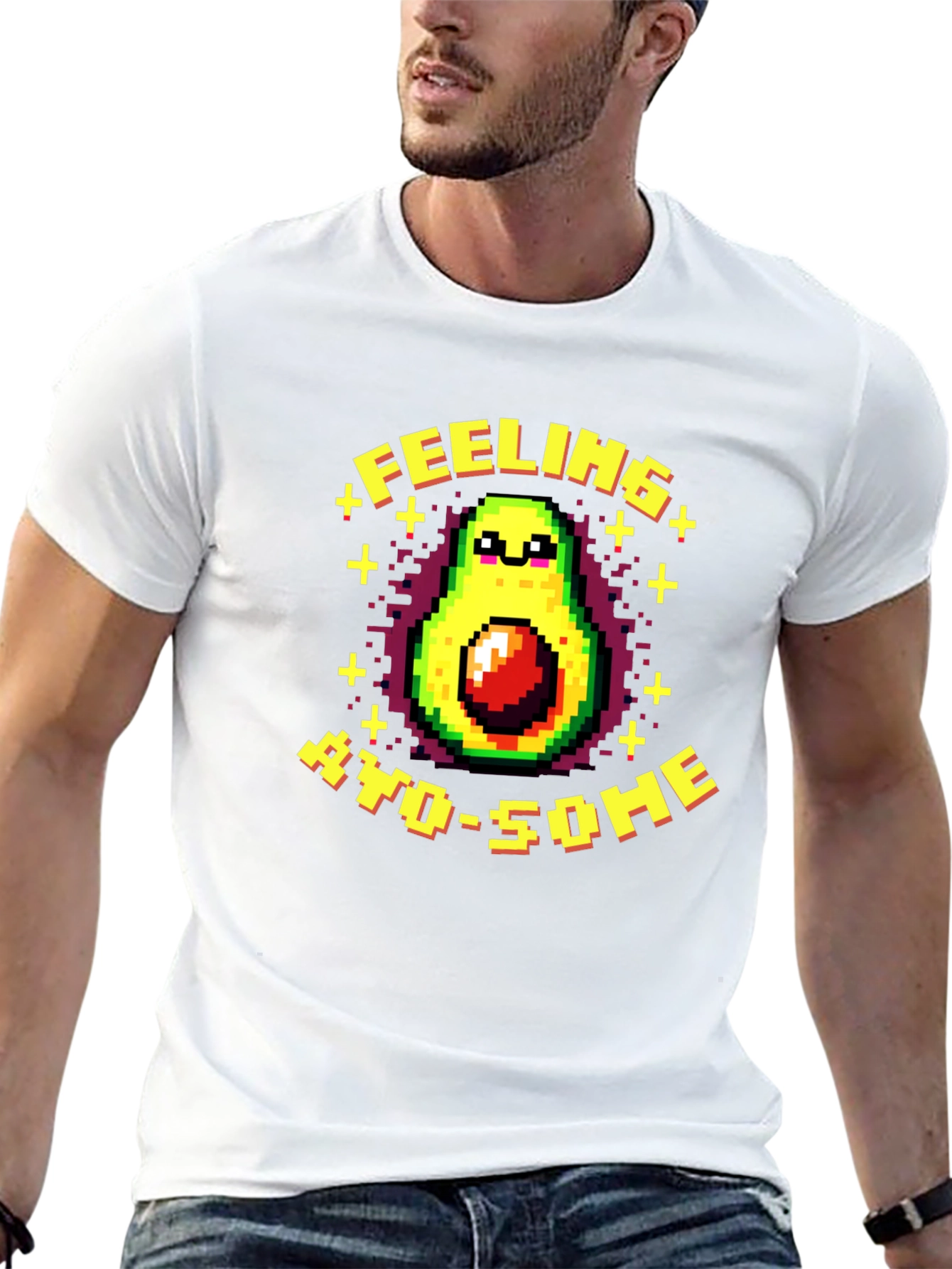 Black Feeling Avo-Some Pixelated Avocado T-Shirt view 13