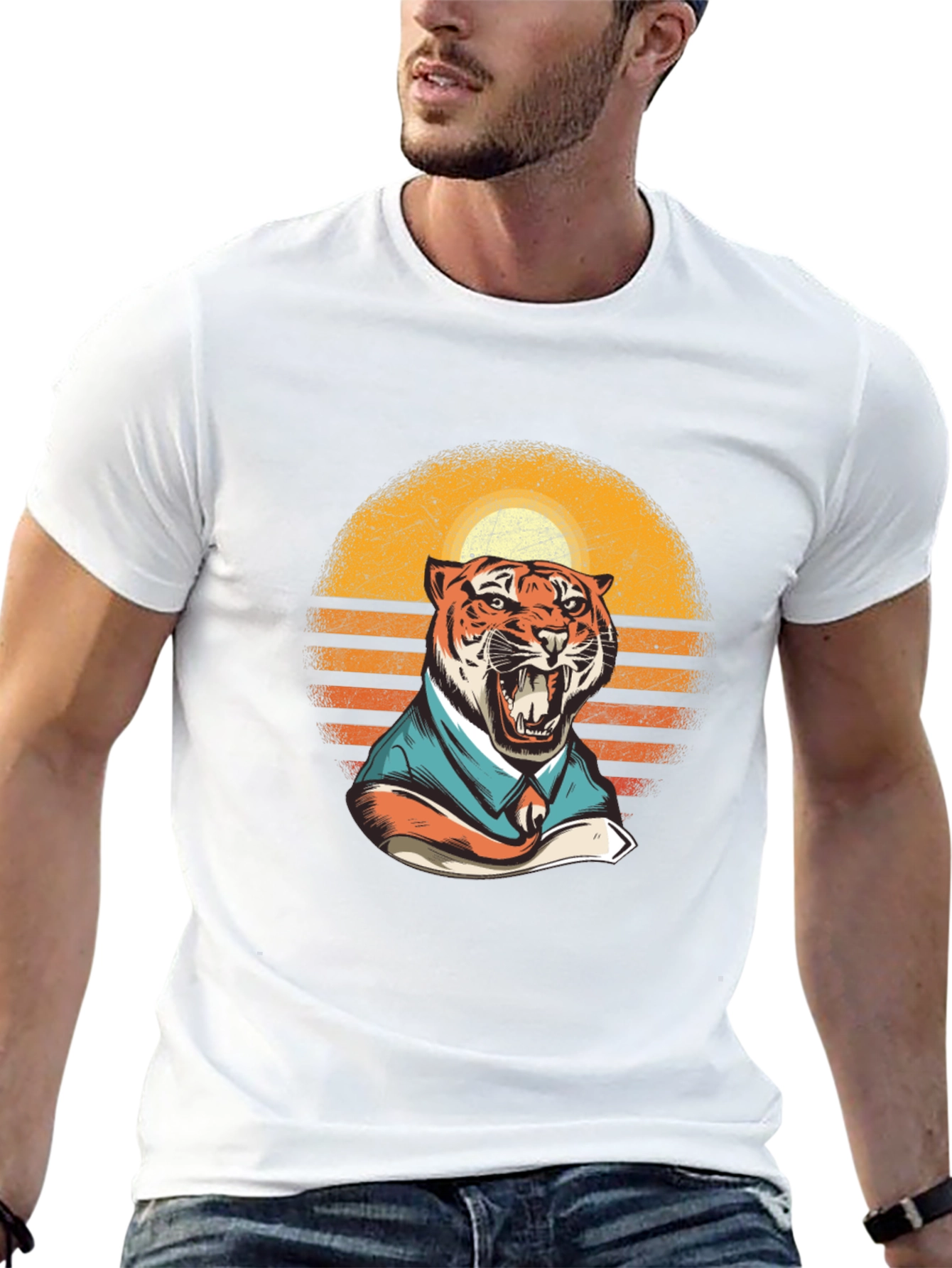 Black Tiger Business Retro T-Shirt view 13