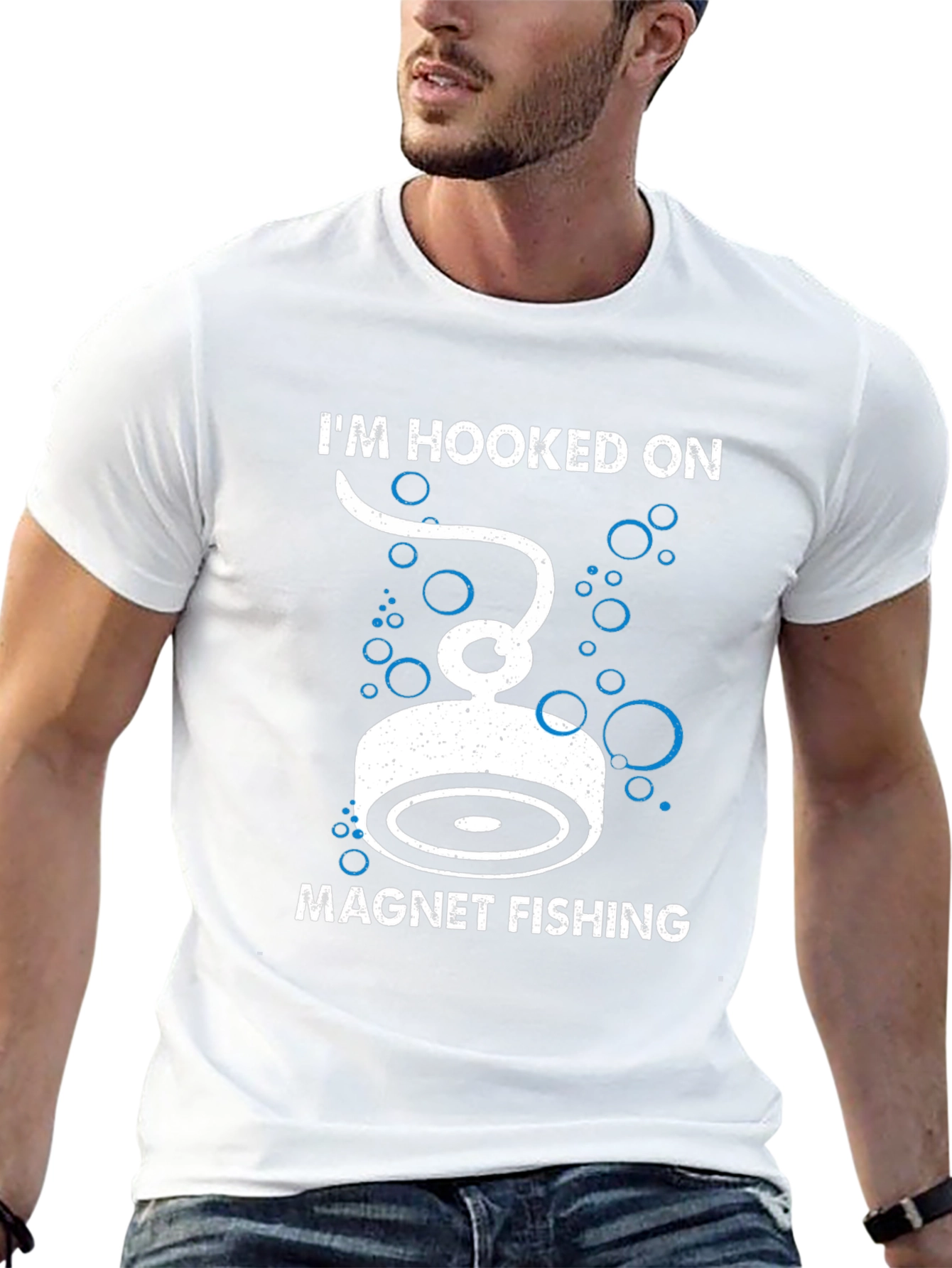 Black Hooked on Magnet Fishing T-Shirt view 13