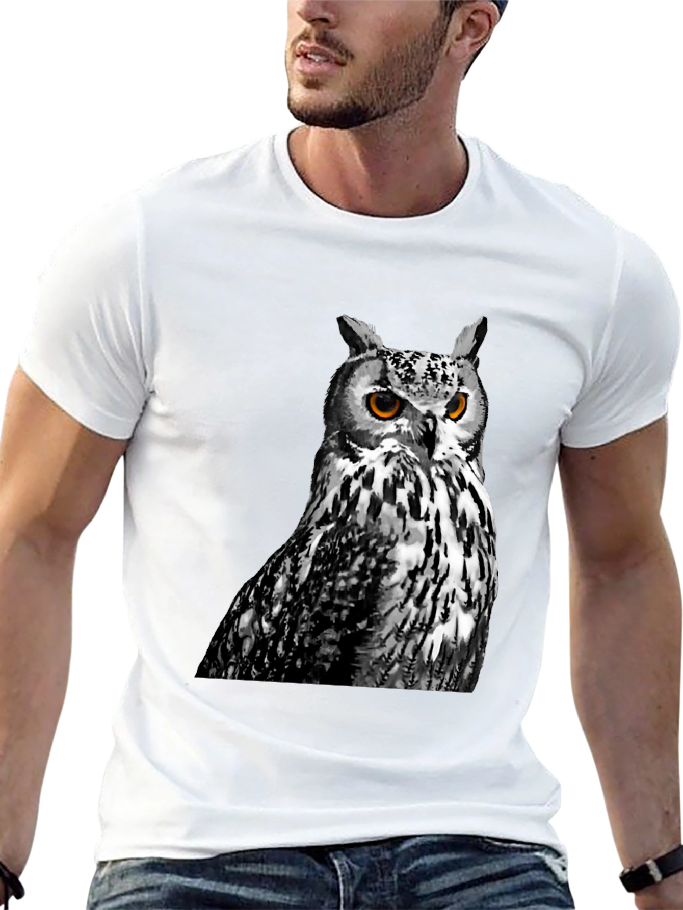 Black Owl Graphic Print Crew Neck T-Shirt view 13