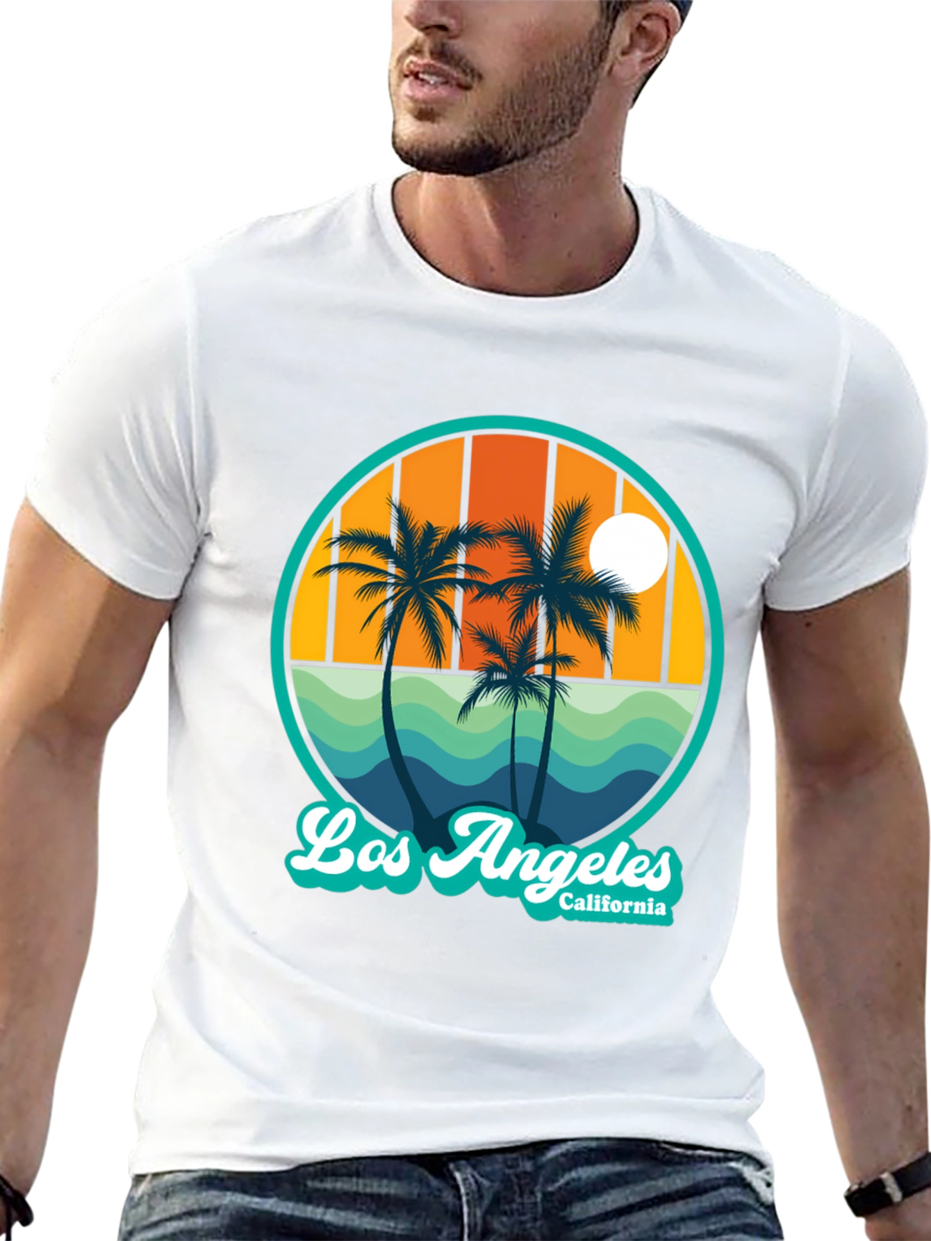 Black Los Angeles California Palms Graphic T-Shirt view 13
