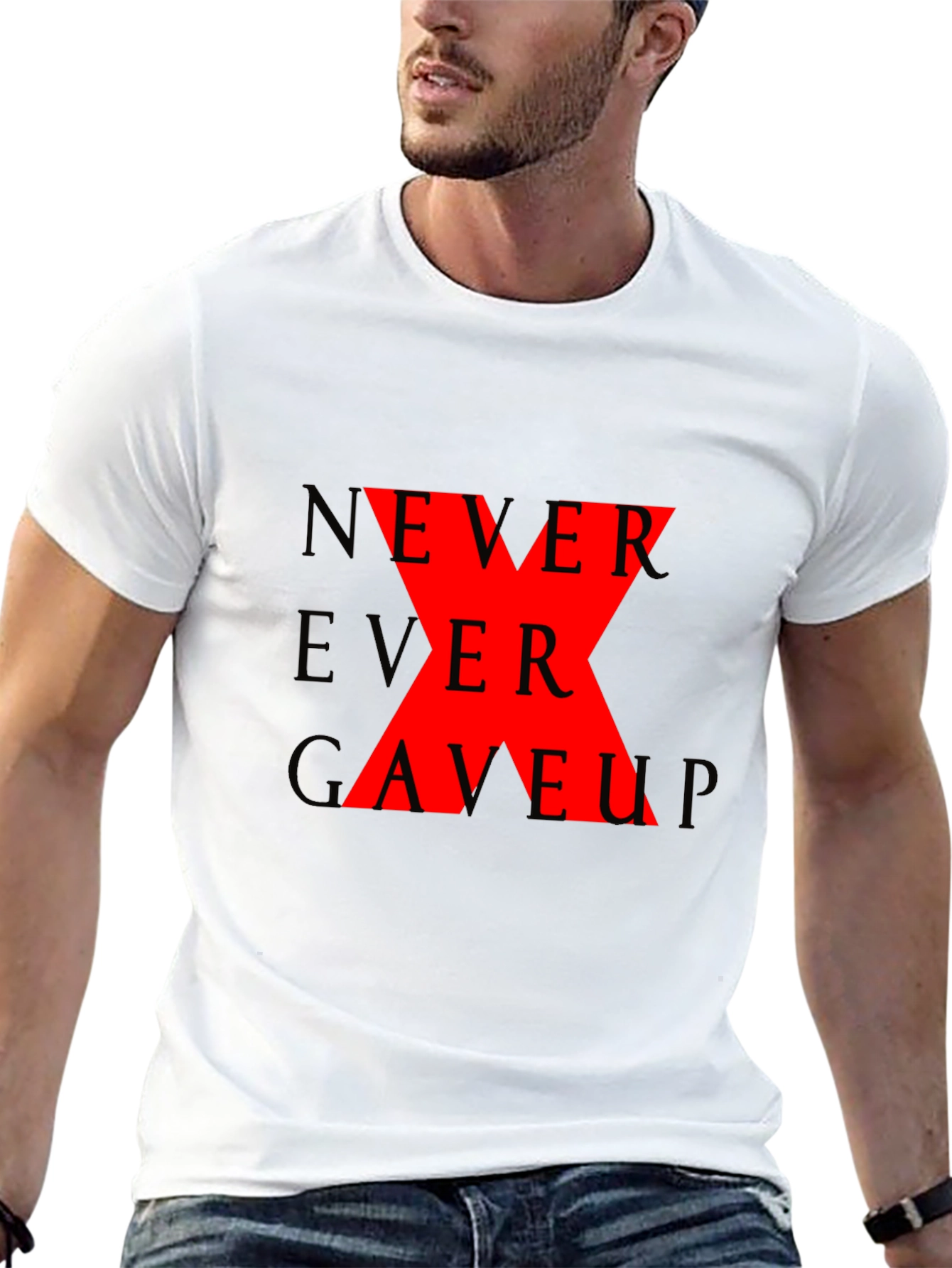 Black Never Ever Gave Up Graphic T-Shirt view 13