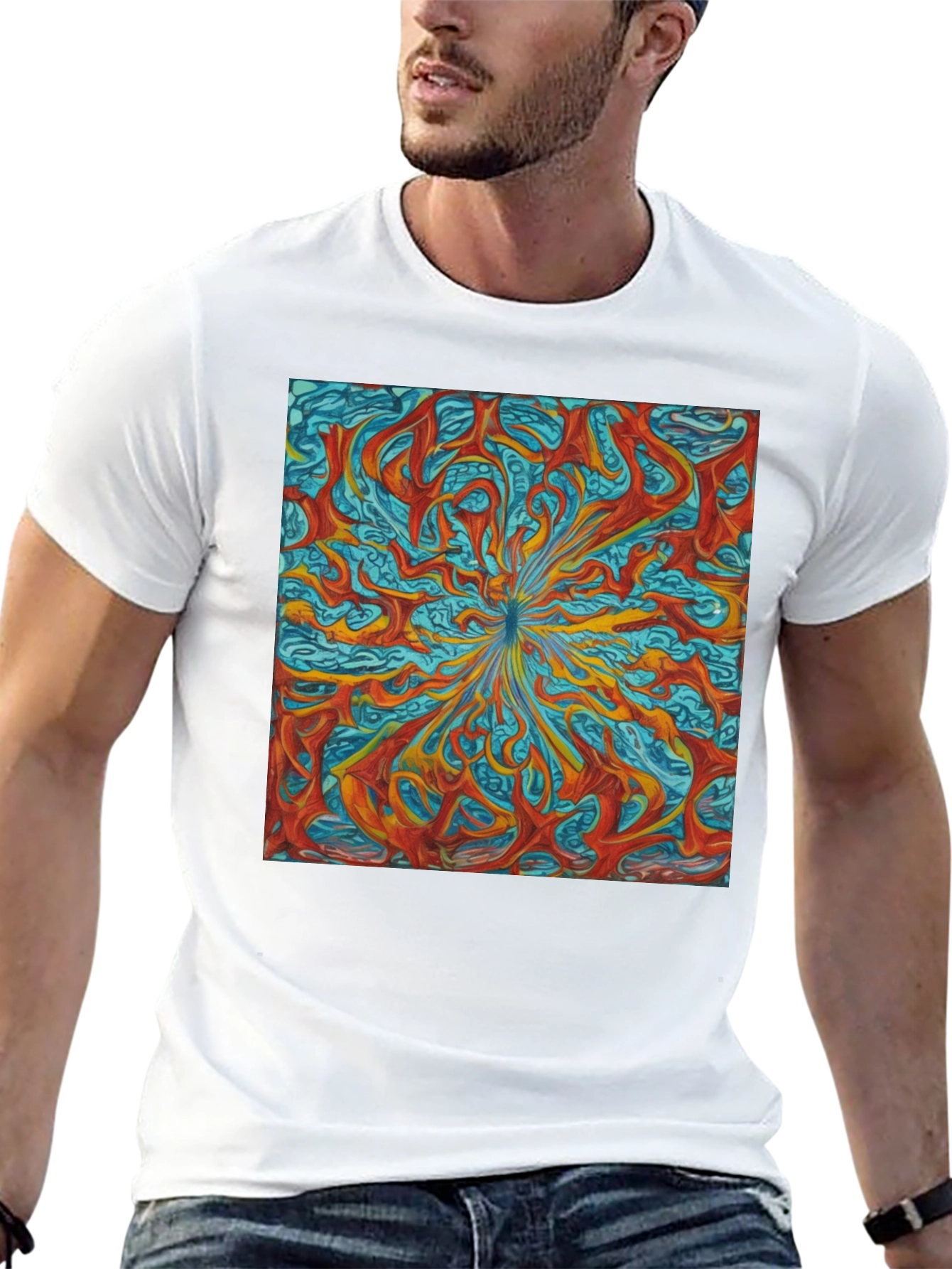 Black Abstract Art Graphic Tee - Stylish Men's T-Shirt view 13