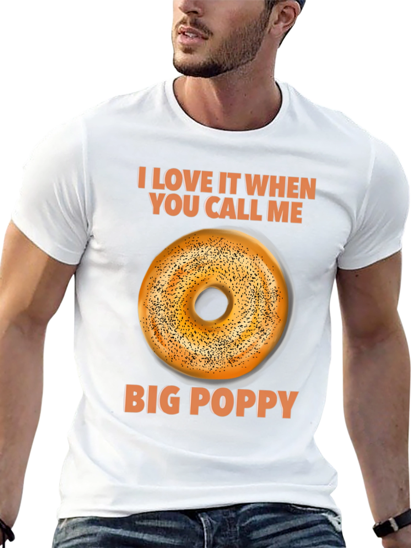 Black Big Poppy Bagel T-Shirt - Funny Foodie Tee view 13