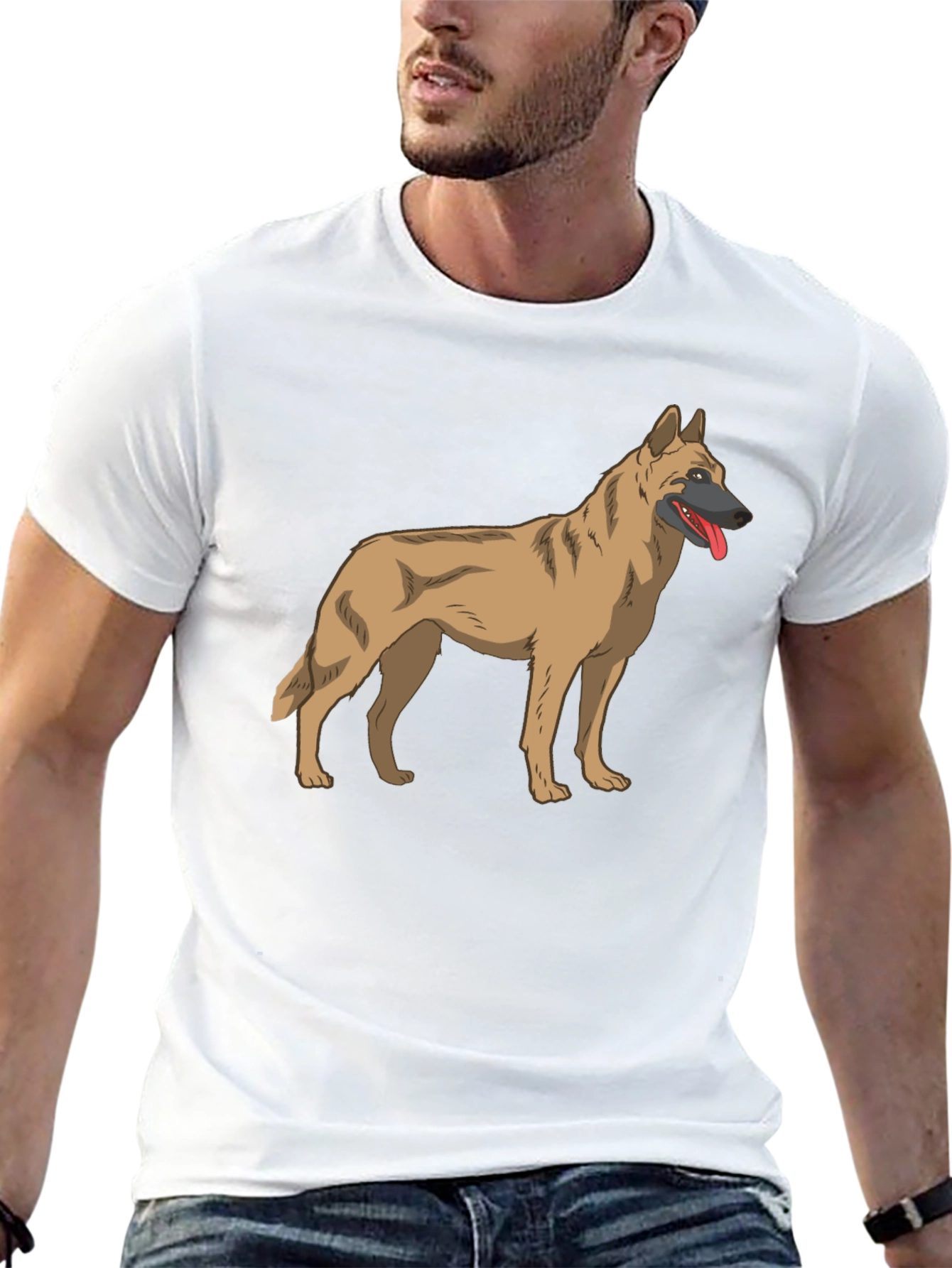 Malinois Dog Graphic Tee - Black Cotton T-Shirt - 13