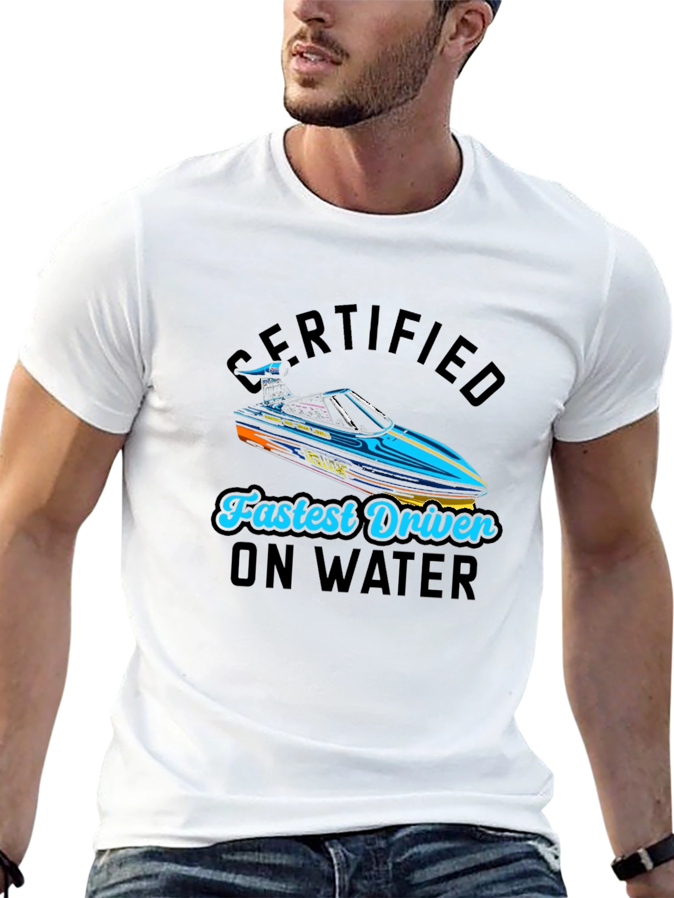 Black Certified Fastest Driver on Water T-Shirt view 13