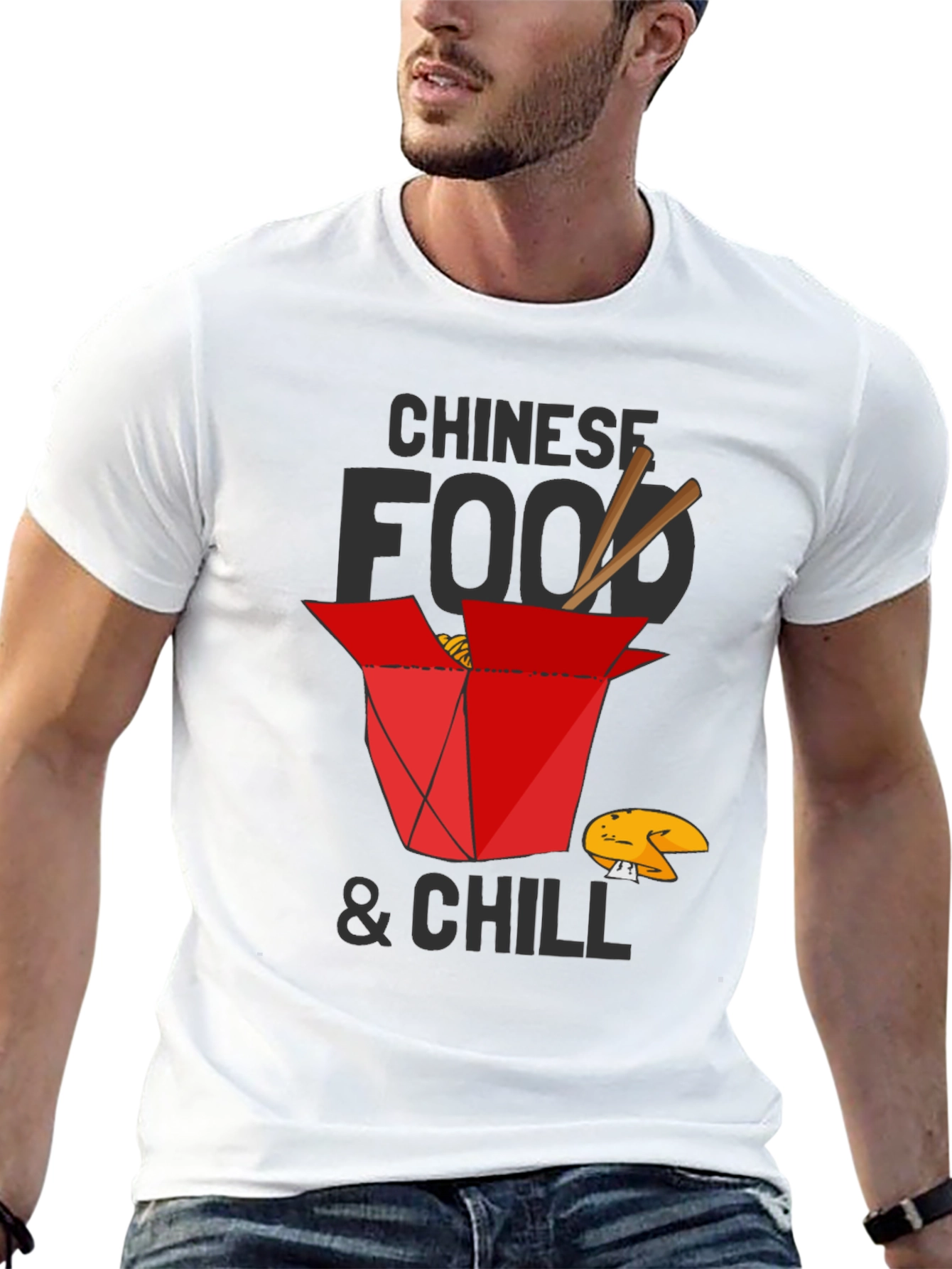 Black Chinese Food and Chill Graphic T-Shirt view 13