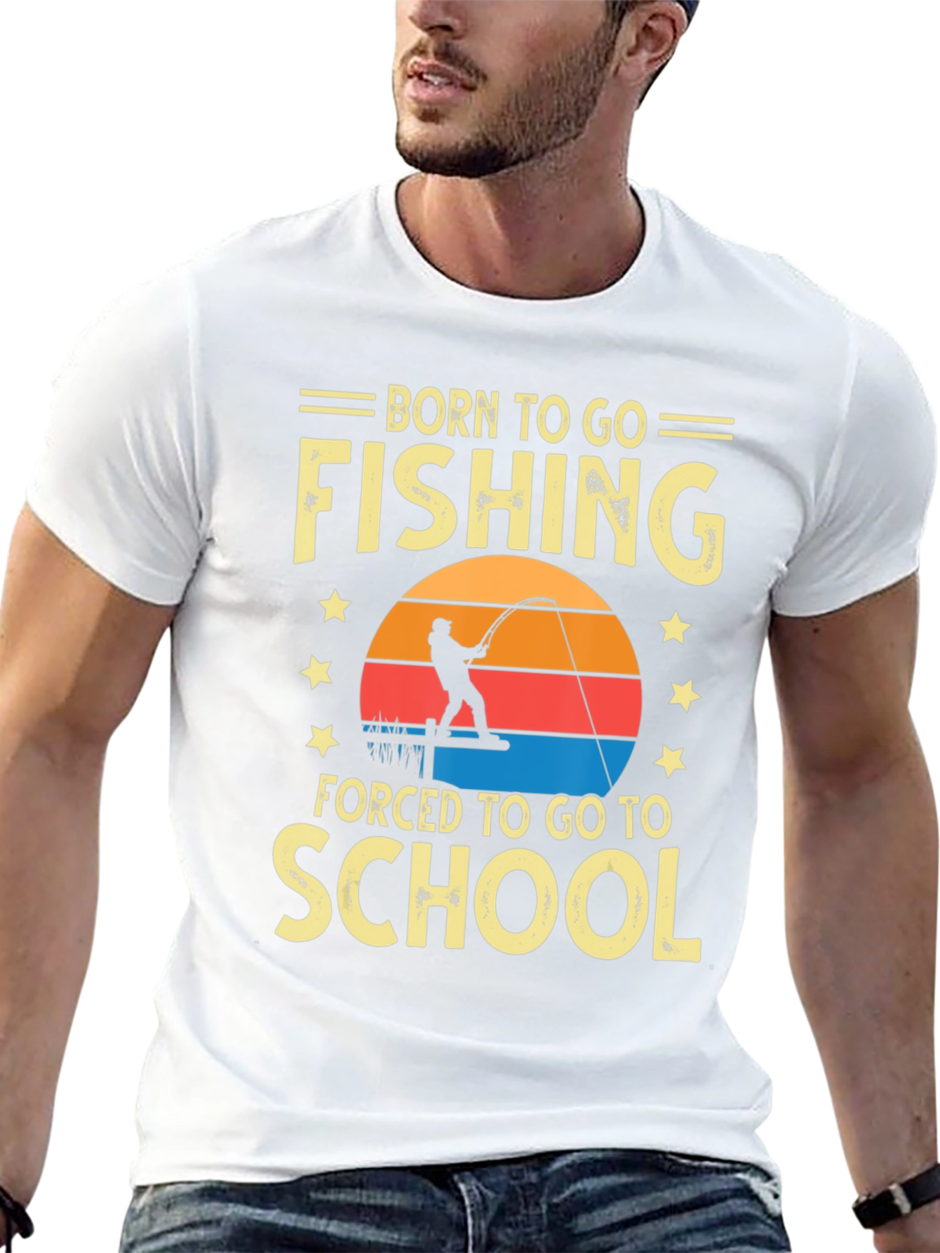 Black Born To Go Fishing T-Shirt view 13