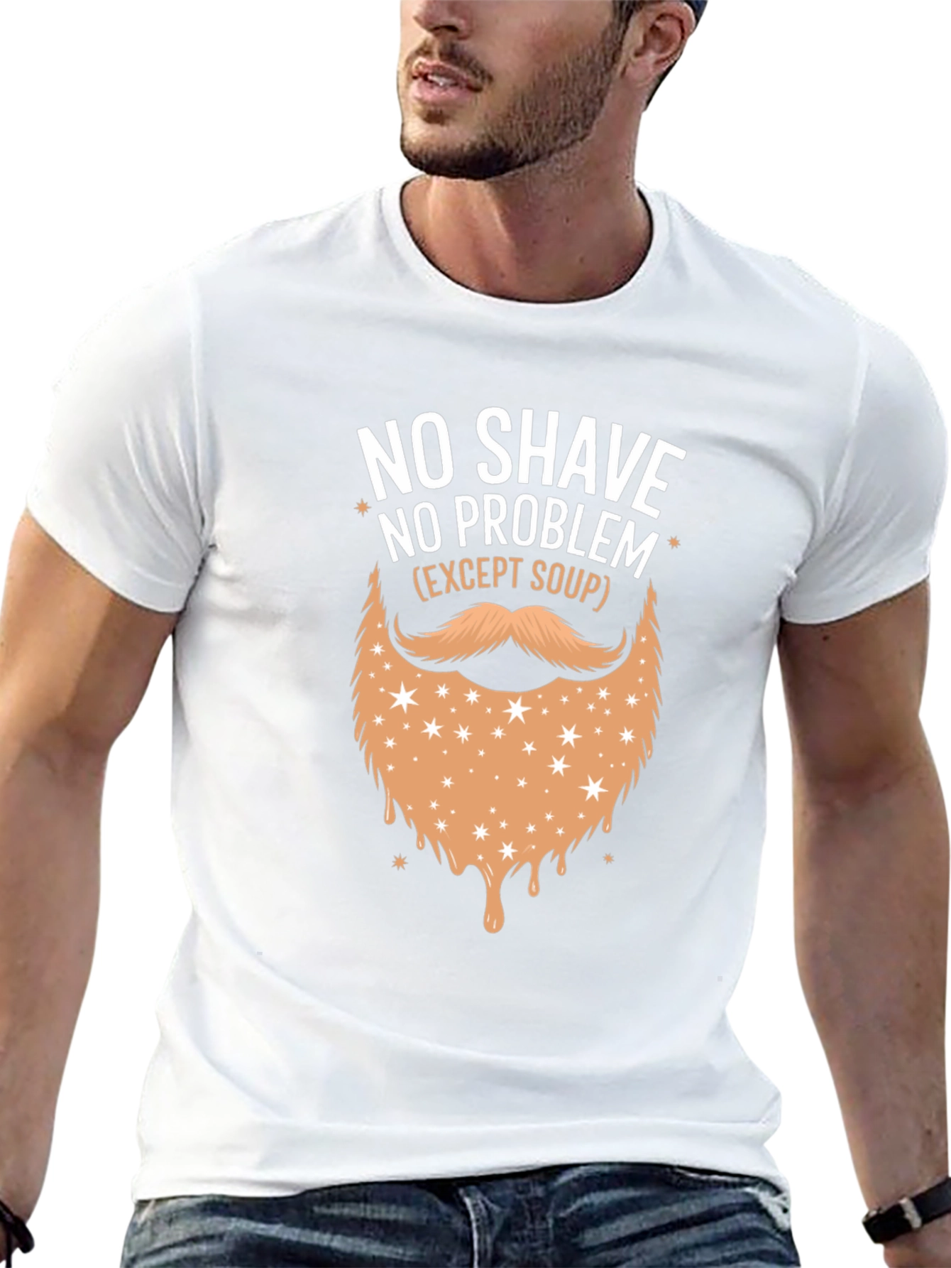 Black No Shave No Problem Funny Beard T-Shirt view 13