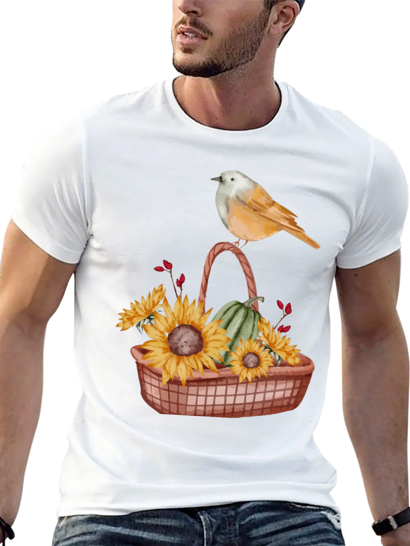 Bird & Basket of Sunflowers Graphic Tee - 13