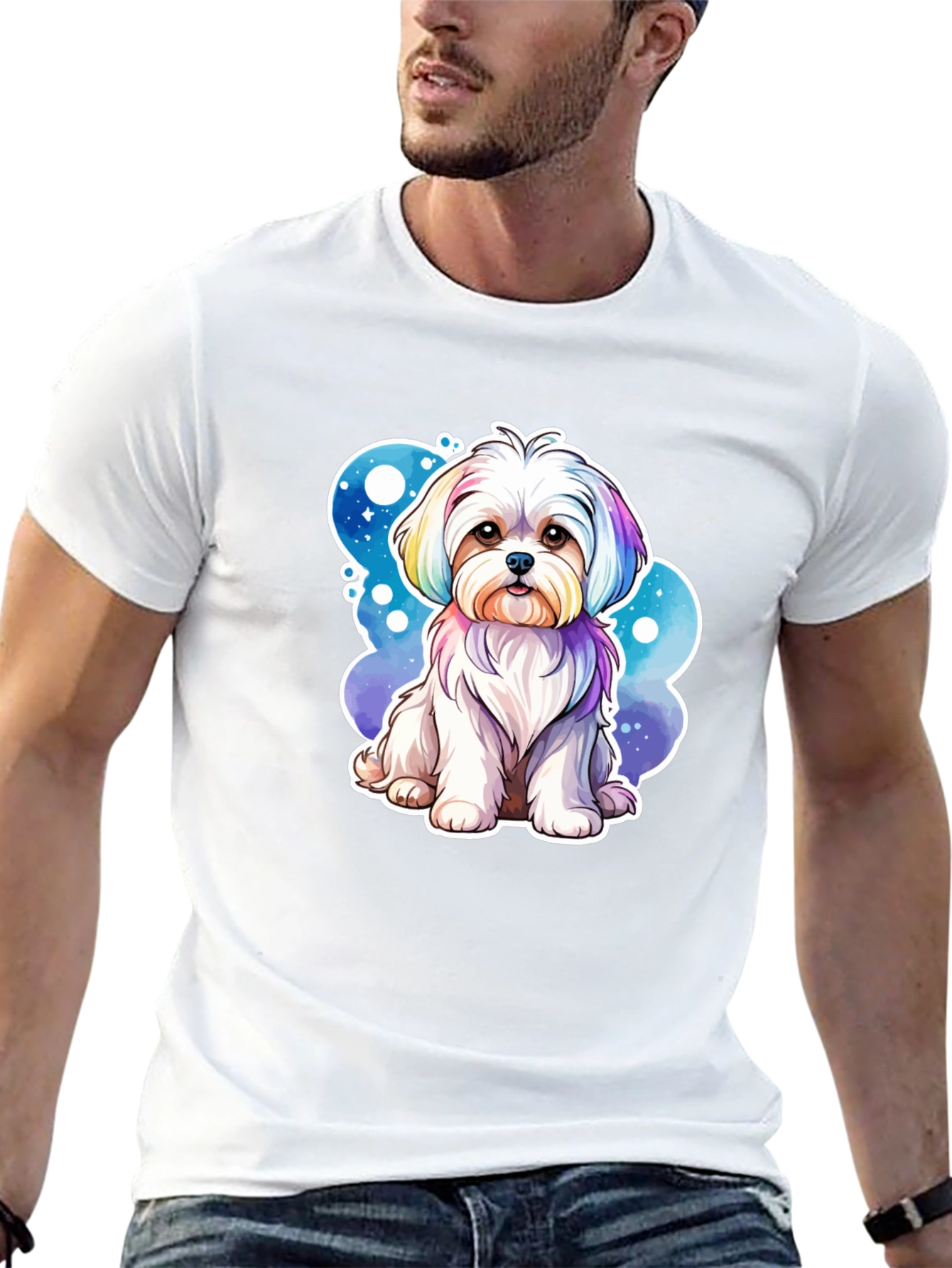Black Rainbow Maltese Dog Graphic Tee view 13