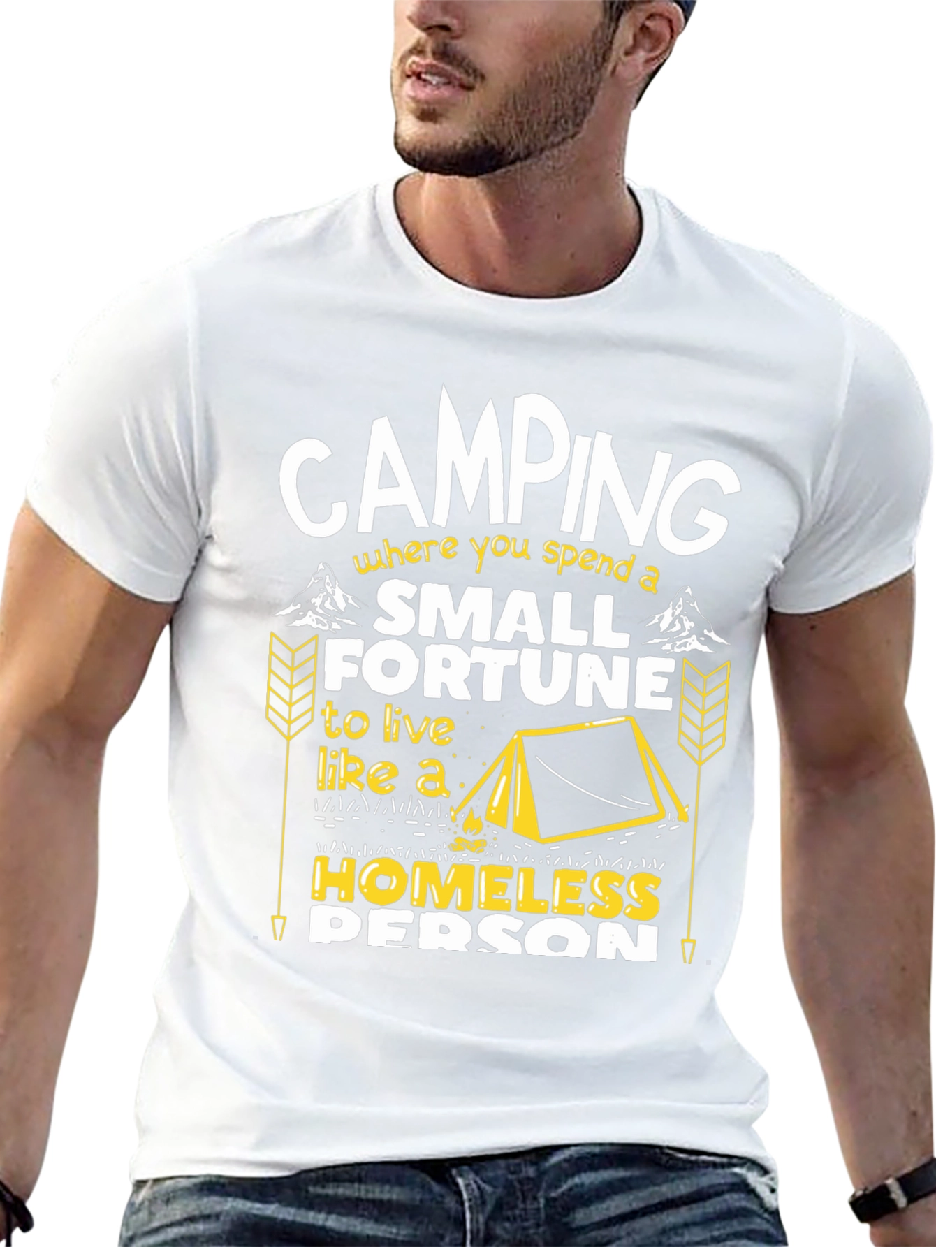 Black Camping Small Fortune Humor Graphic Tee view 13