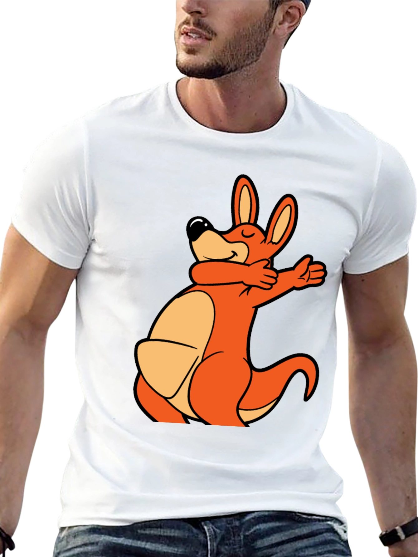 Black Dabbing Kangaroo Black T-Shirt view 13