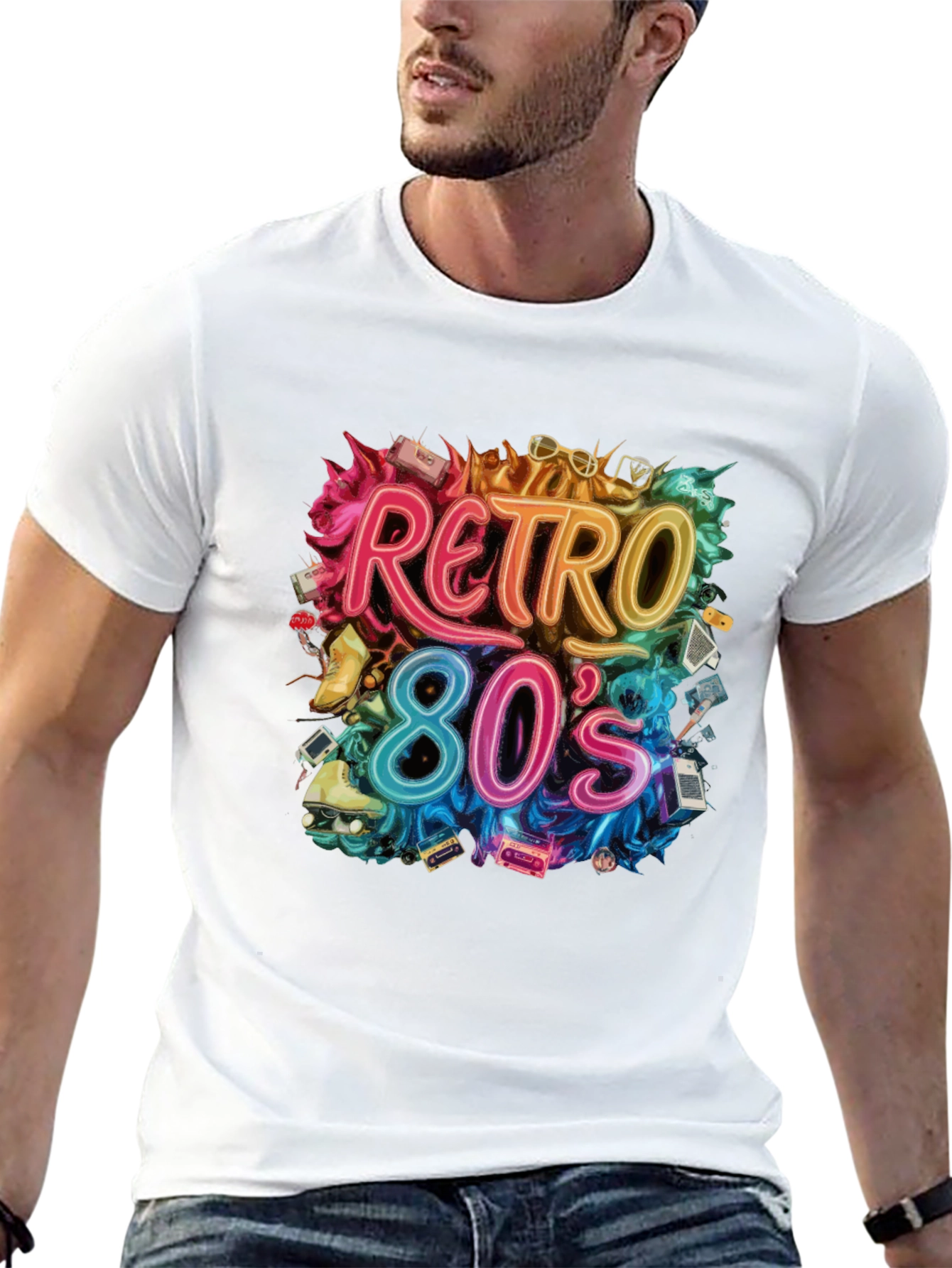 Black Retro 80s Graphic Tee - Nostalgic Style view 13