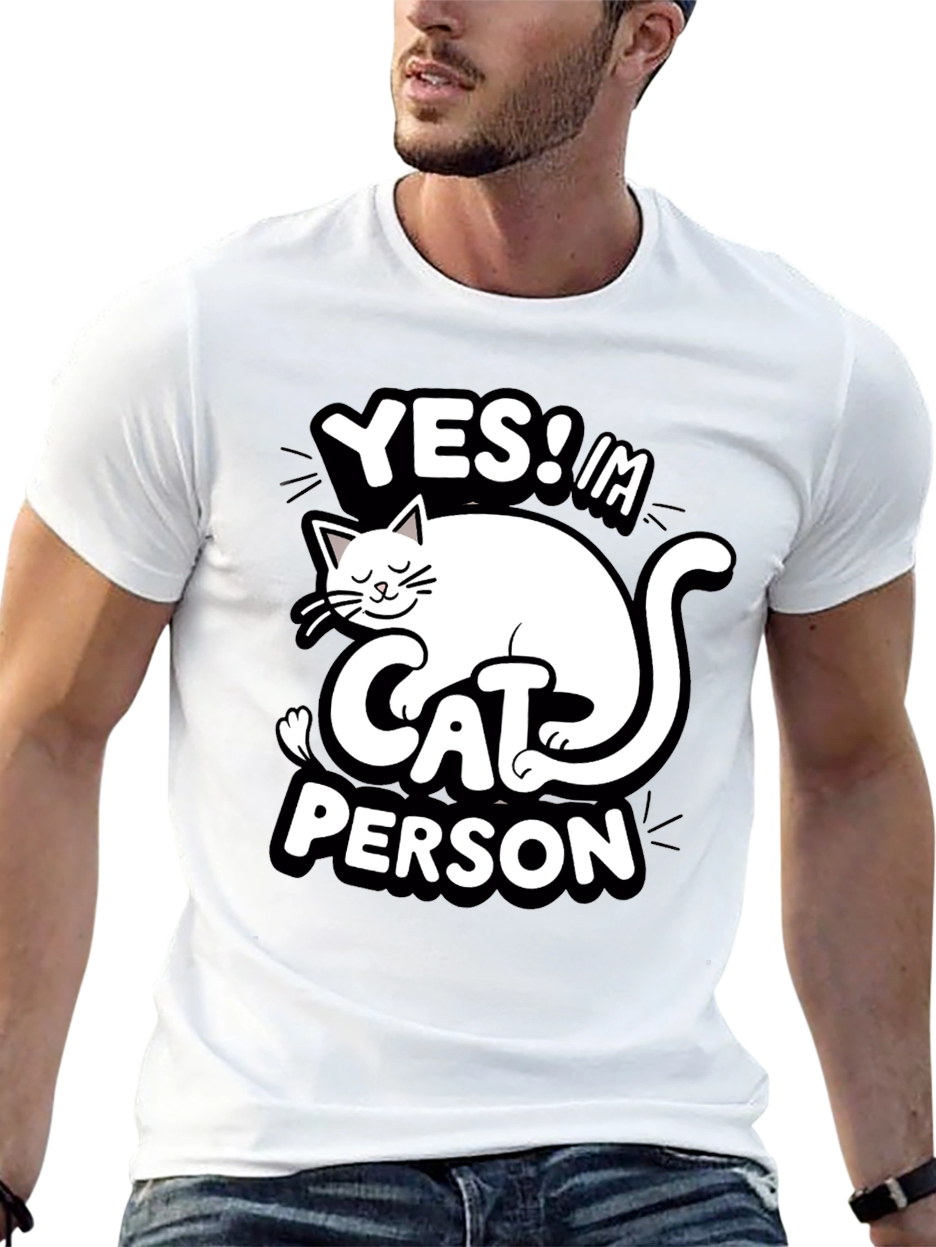 Black Yes! I'm Cat Person Graphic Tee view 13