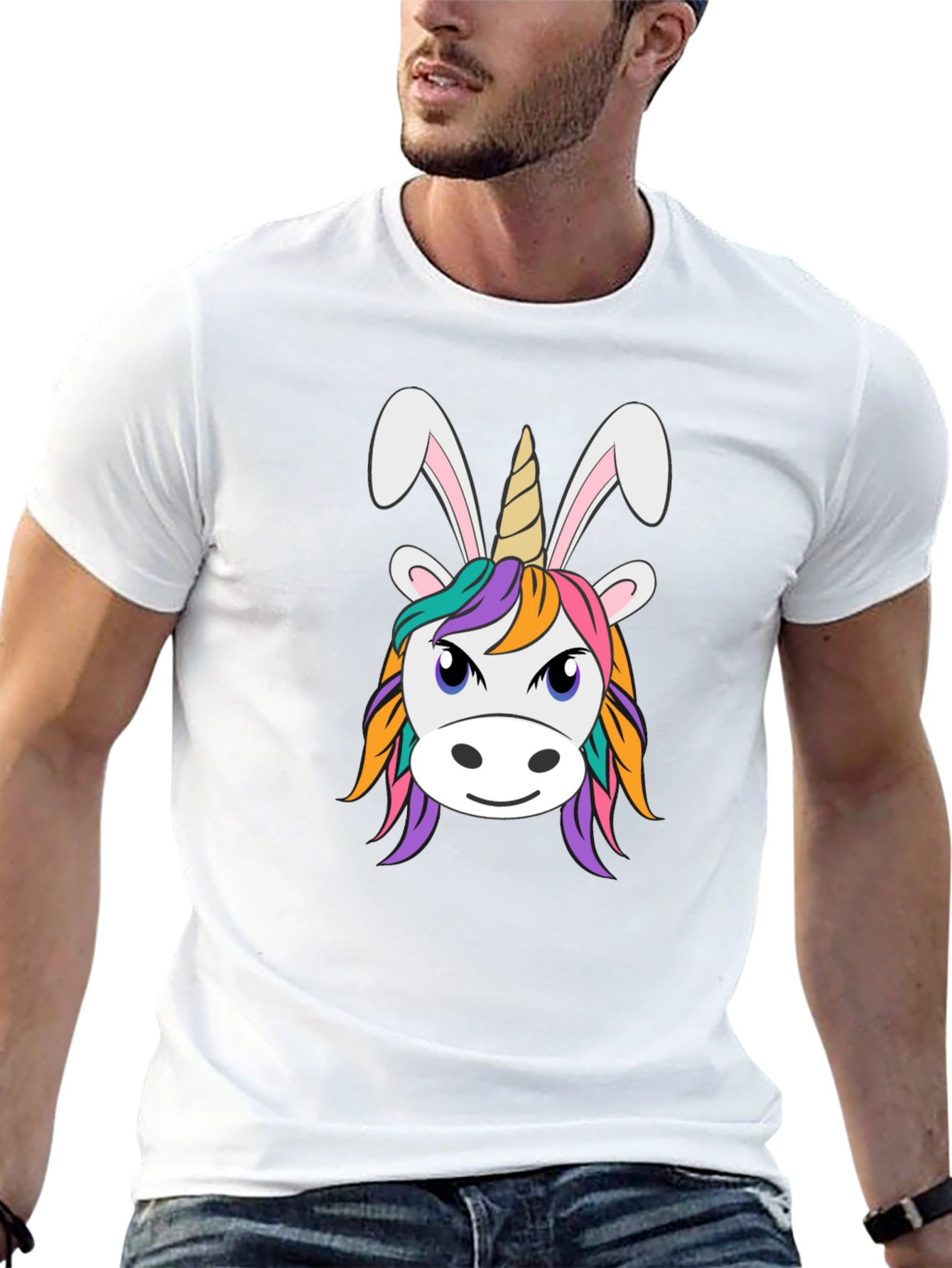 Black Unicorn Bunny T-Shirt - Fun Graphic Tee view 13