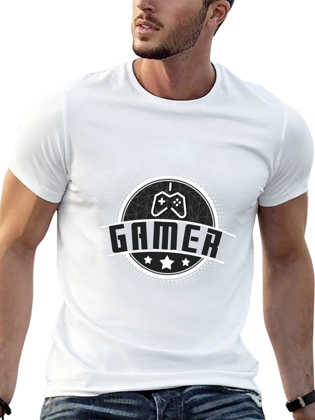 Black Gamer Graphic Tee - Black Cotton Blend view 13