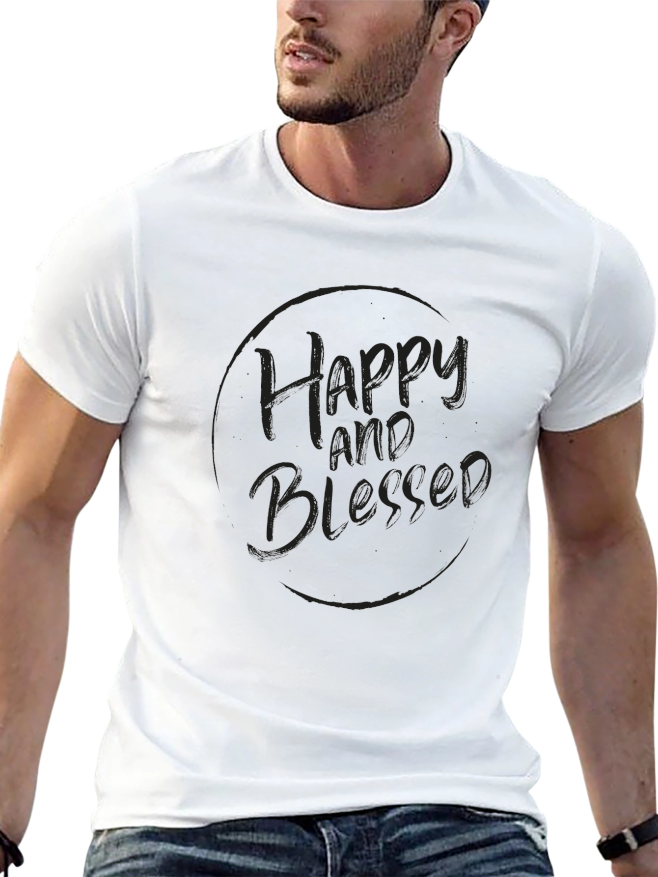 Black Happy and Blessed Black T-Shirt view 13