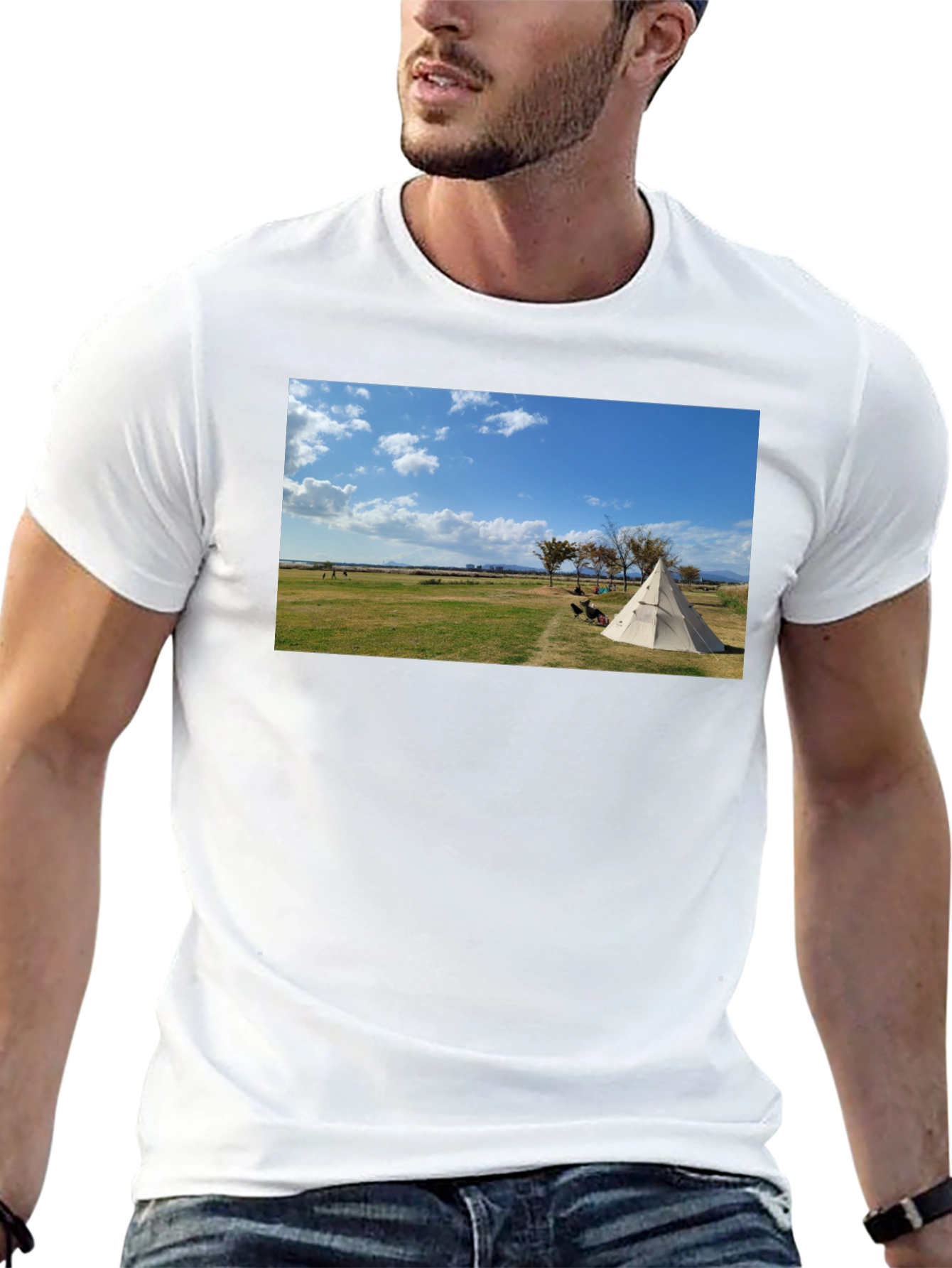 Nature Tee - Camping Design Black Cotton T-Shirt - 13
