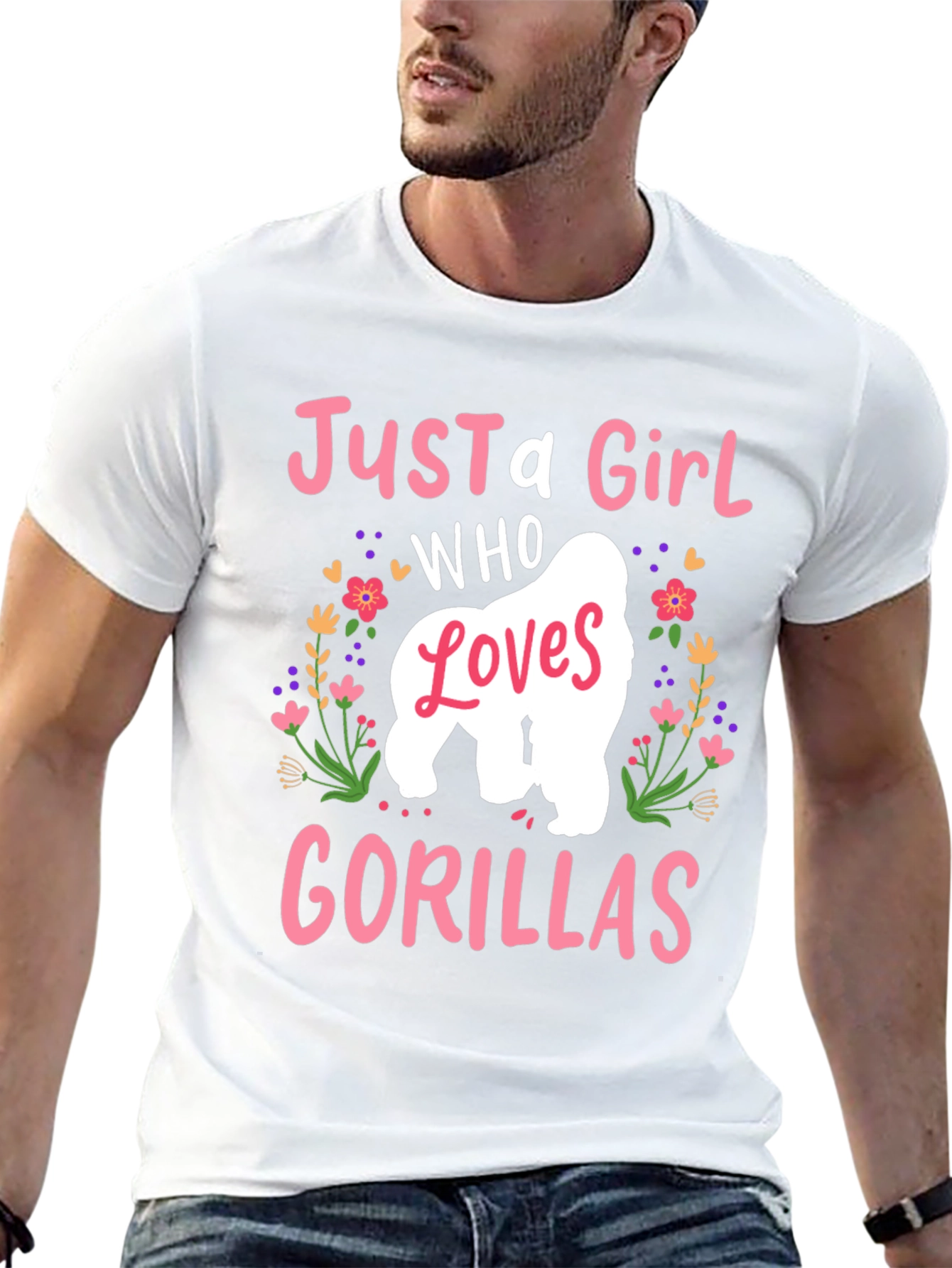 Black Just A Girl Who Loves Gorillas T-Shirt view 13