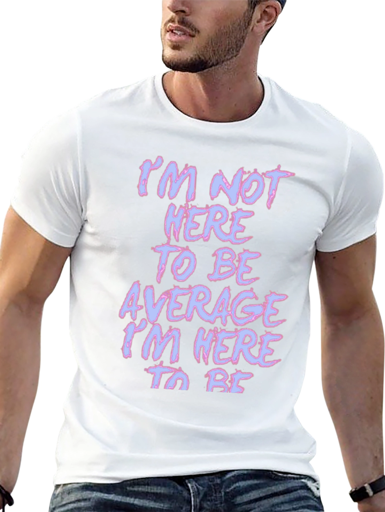 Black Motivational T-Shirt - Not Here to Be Average - Black view 13