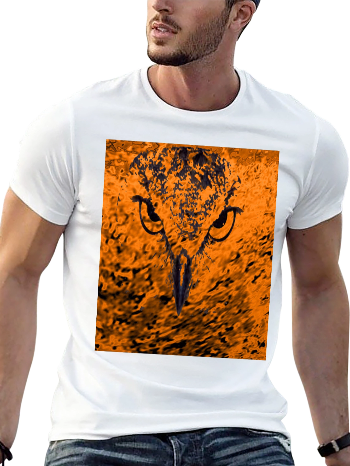 Black Owl Eyes Graphic Tee - Black Cotton Blend view 13