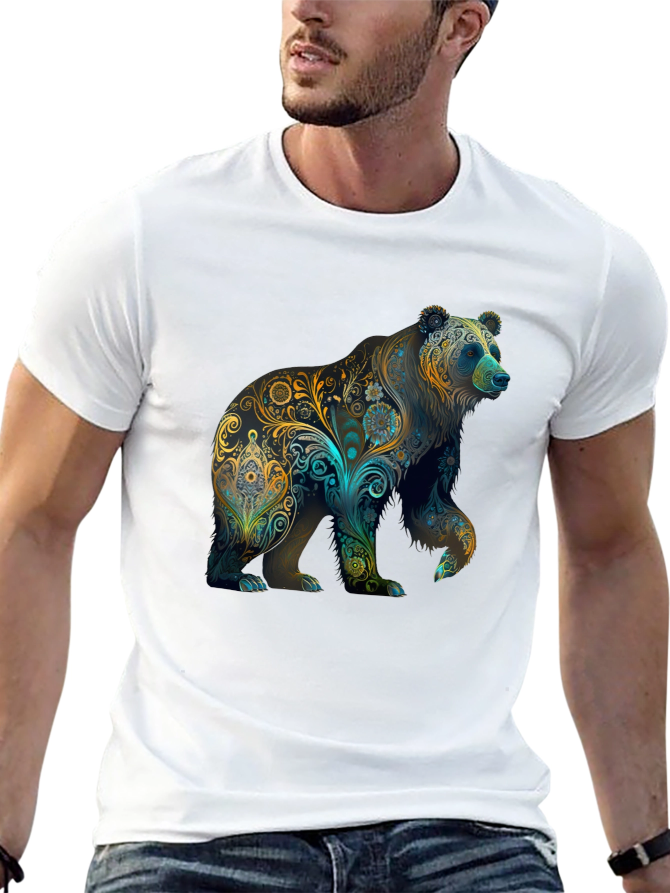 Black Floral Bear Graphic Tee - Black view 13
