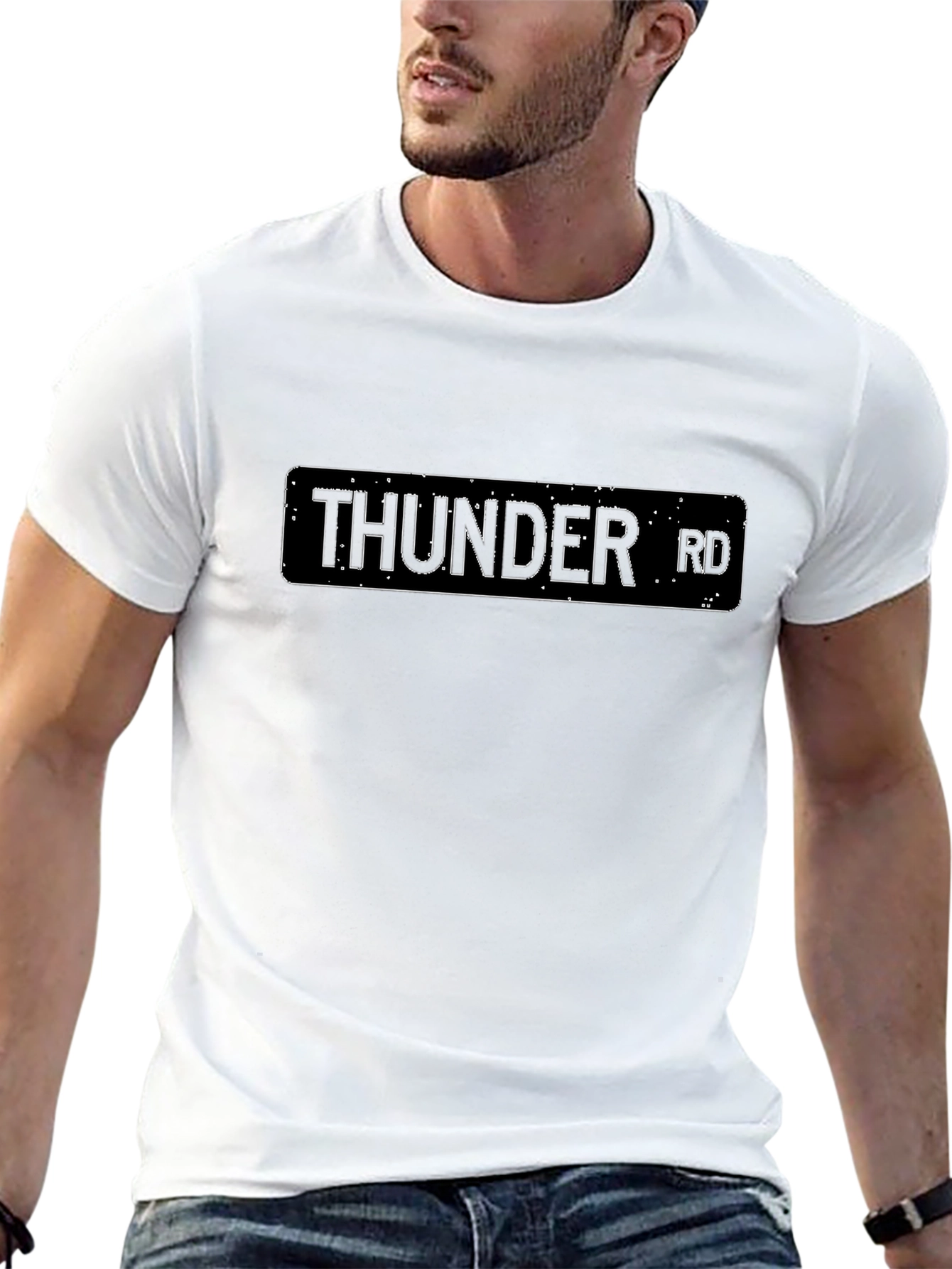 Black Thunder Road Tee - Classic Black Graphic T-Shirt view 13