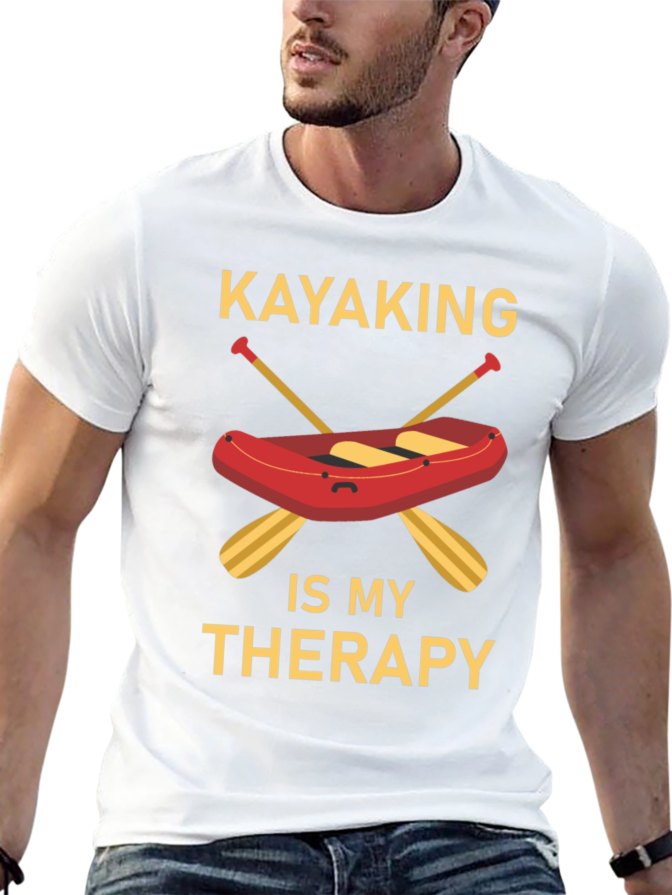 Black Kayaking Therapy Graphic T-Shirt - Black view 13