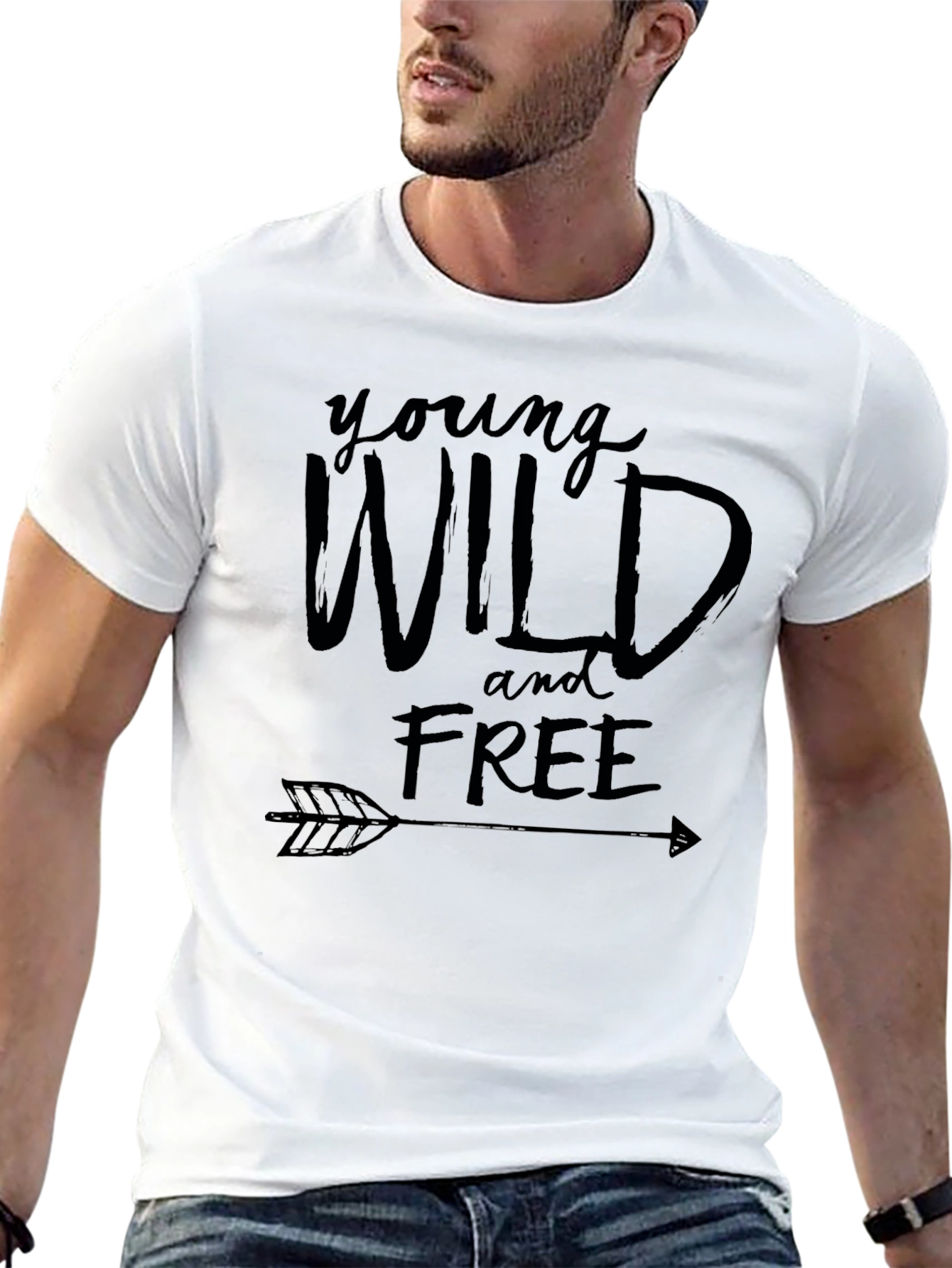Black Young Wild & Free Graphic Tee - Unisex view 13