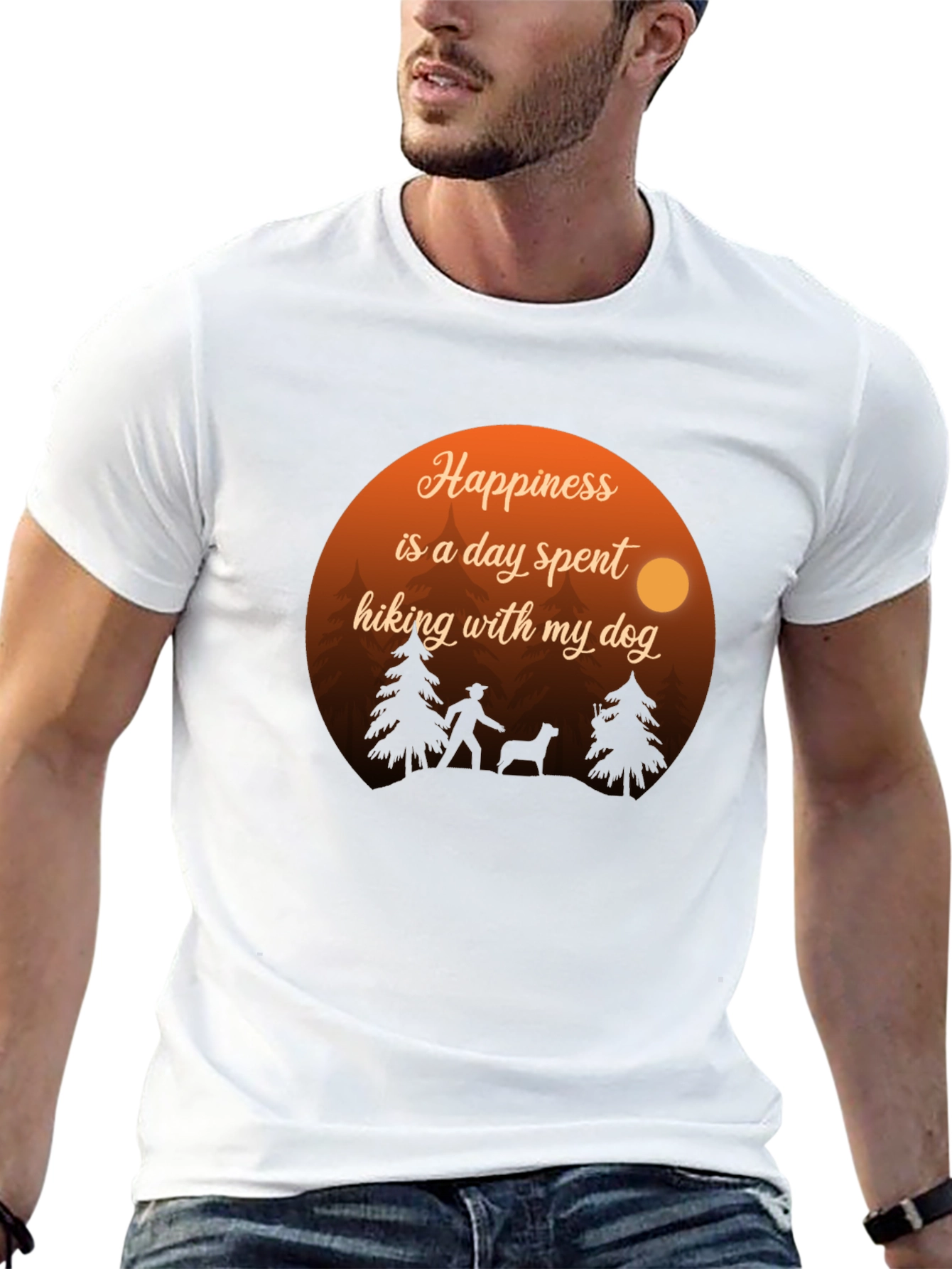Black Happiness Hiking Dog Graphic Tee - Black Cotton Blend Shirt view 13