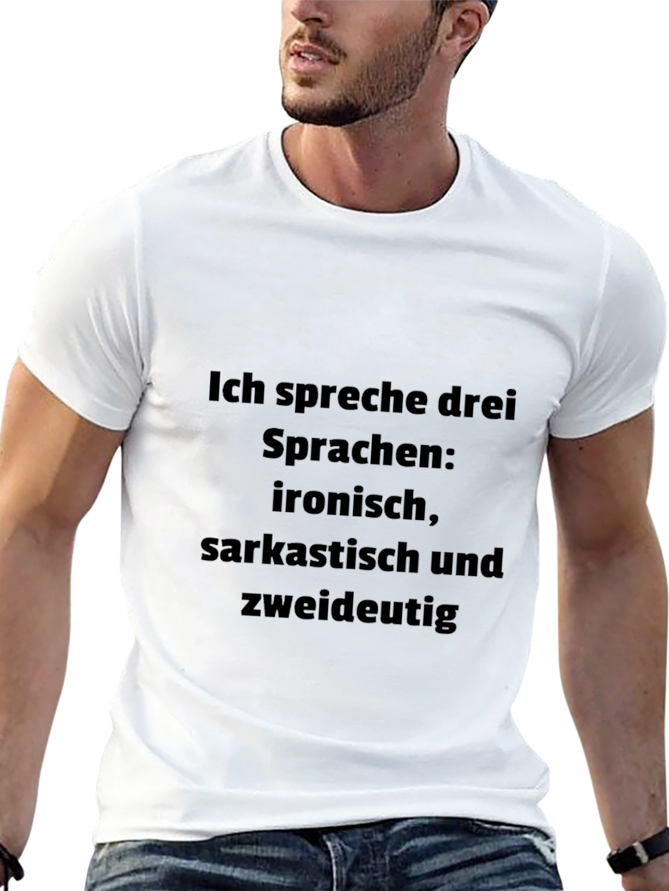 Black Sarcastic Humor T-Shirt - "I Speak Three Languages" view 13