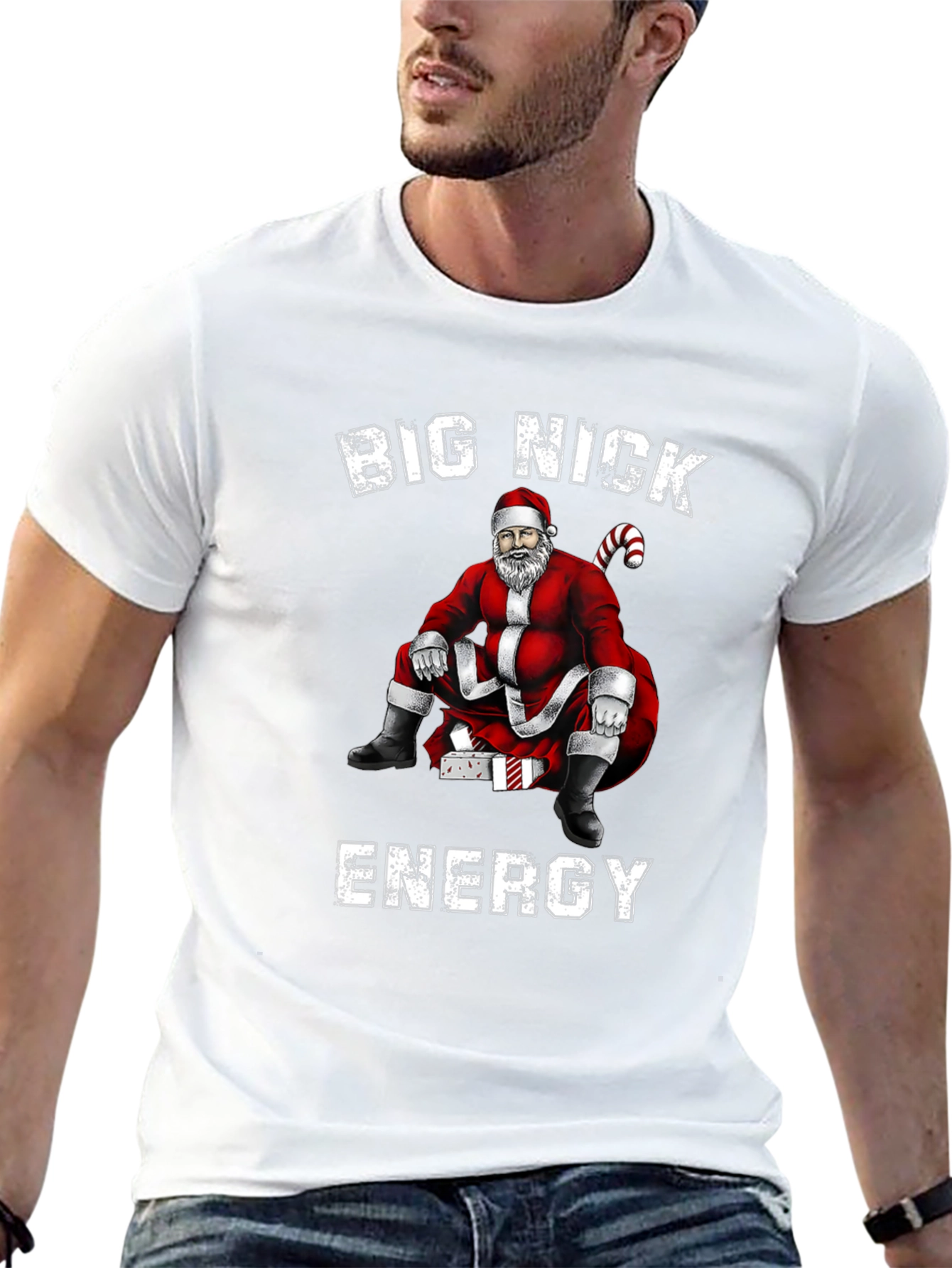 Black Big Nick Energy Santa Graphic T-Shirt view 13