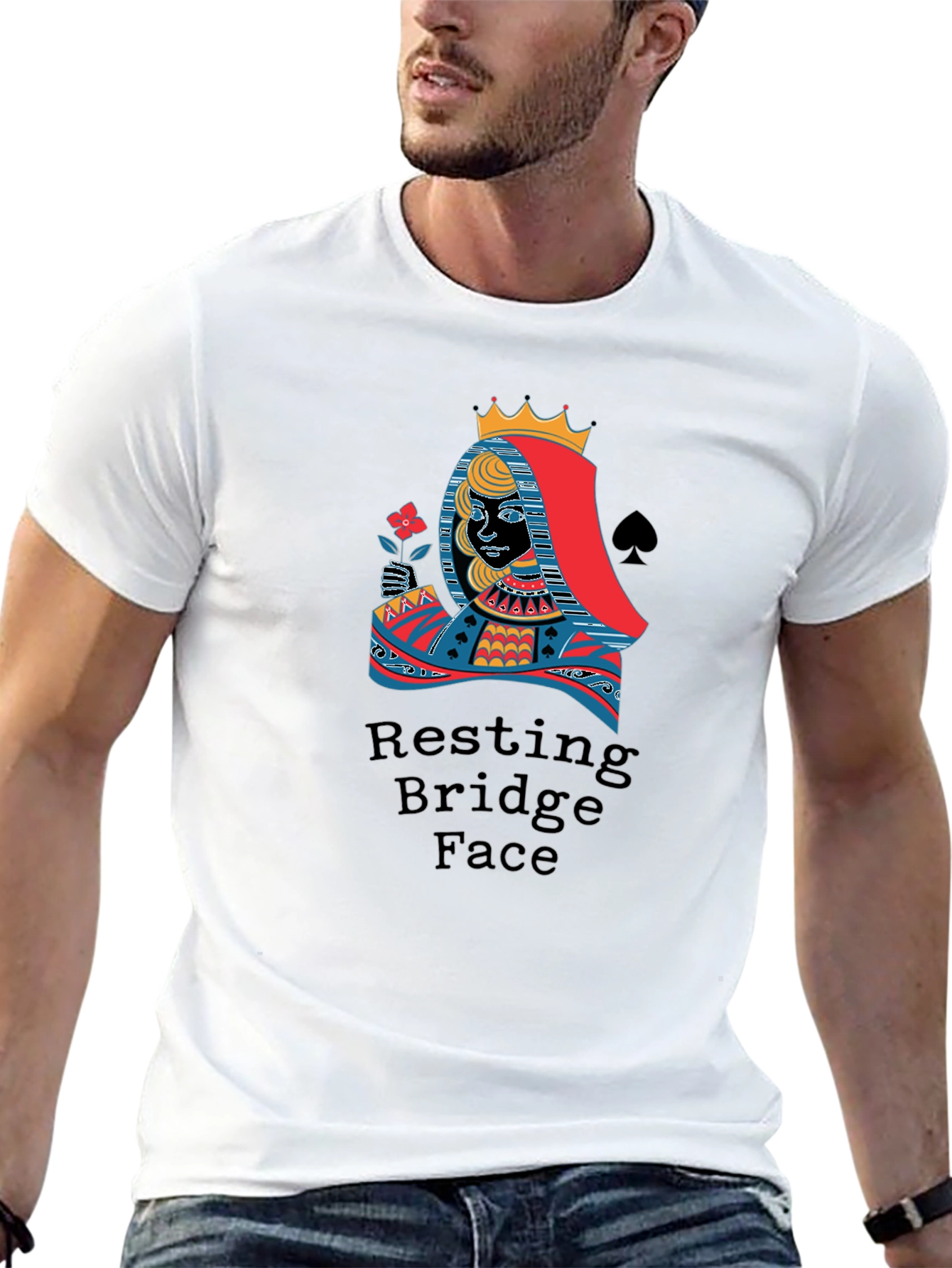 Black Resting Bridge Face T-Shirt - Queen of Spades Design view 13