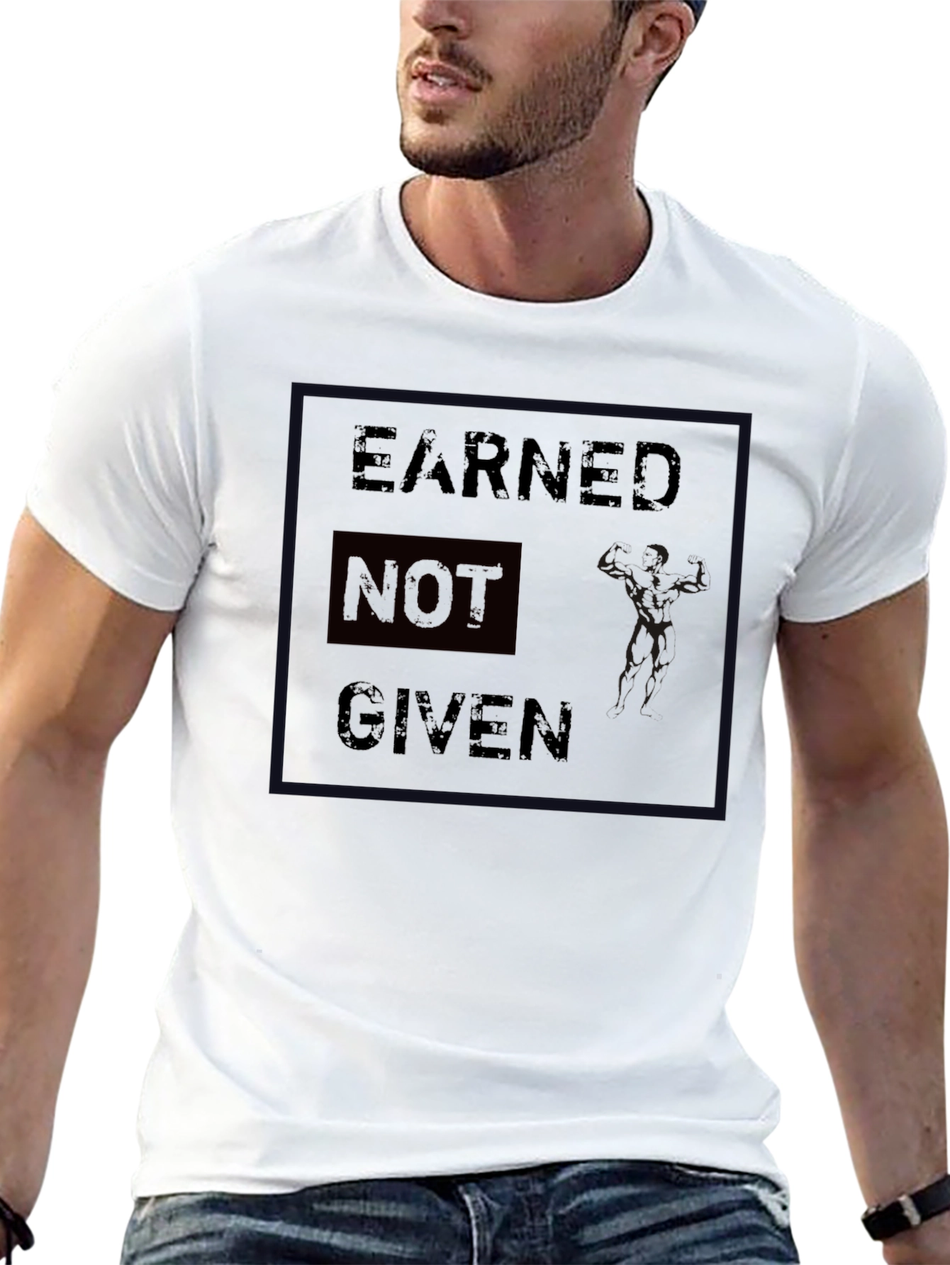 Black Earned Not Given Graphic Print Men's T-Shirt view 13