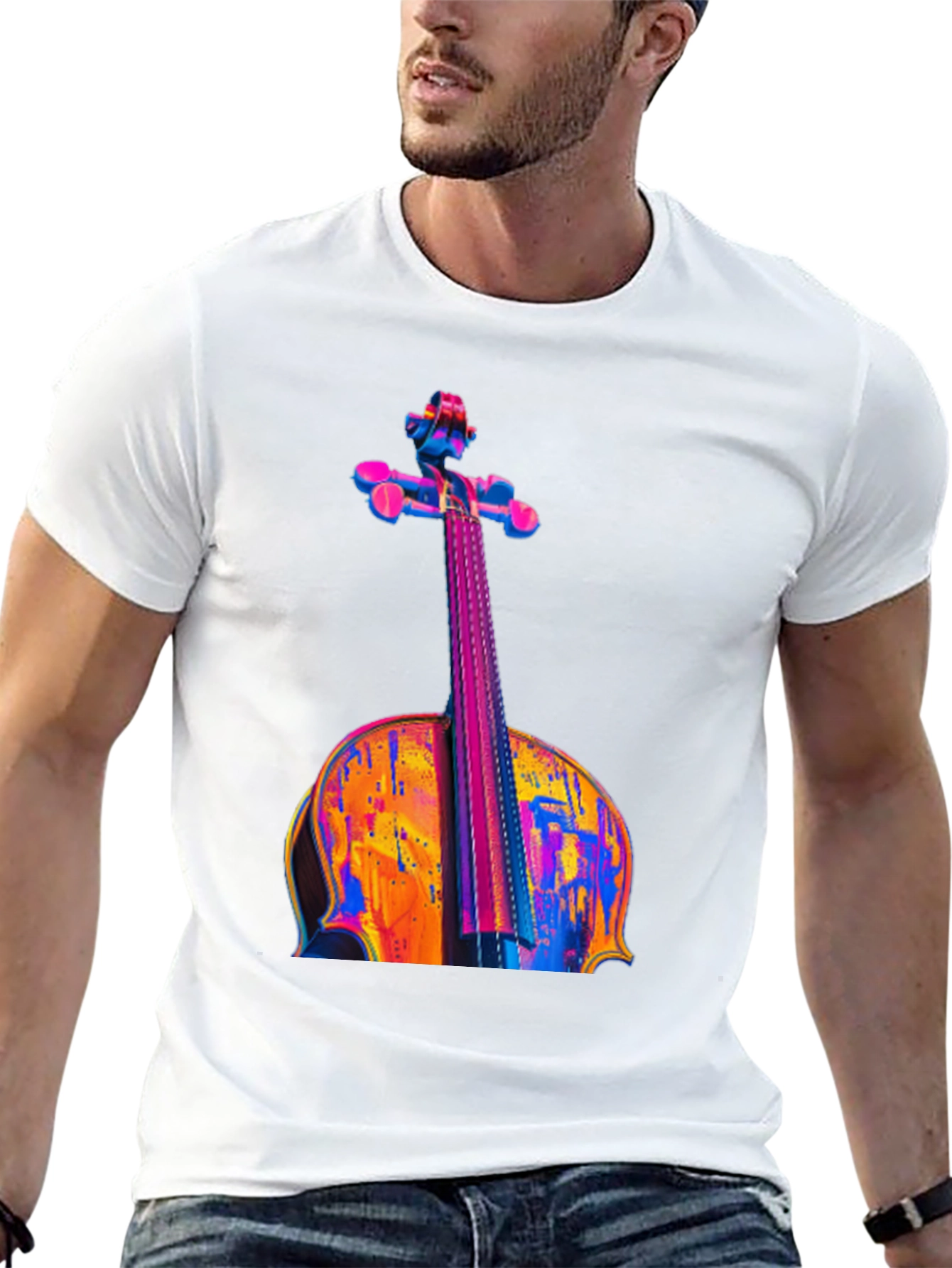 Black Vibrant Cello Graphic Black T-Shirt view 13