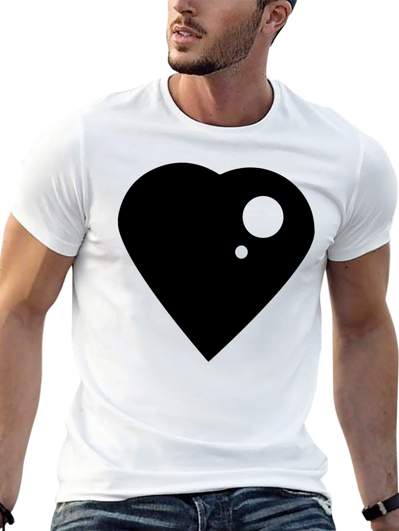 Black Heart Graphic Black Tee Casual Style view 13
