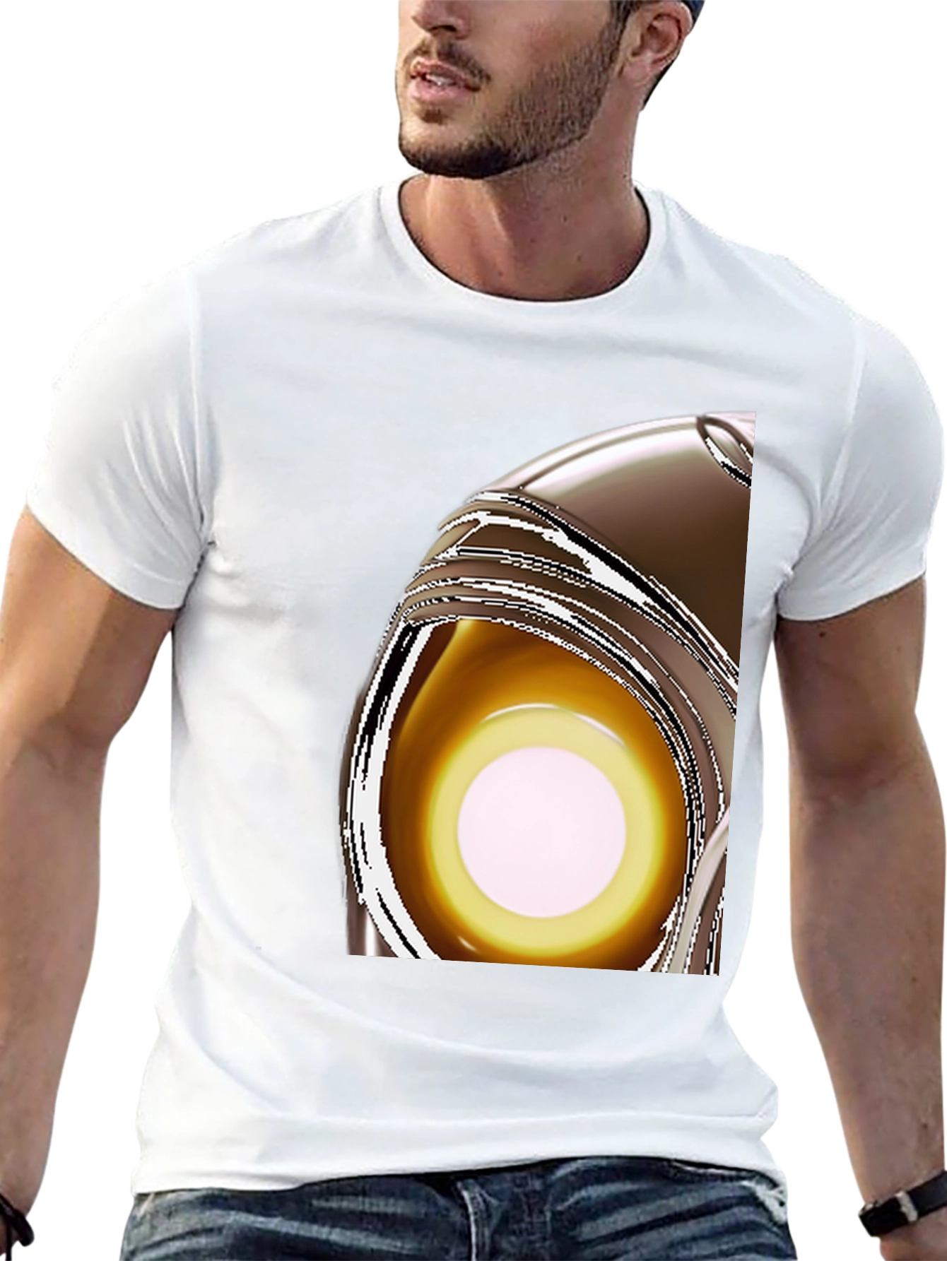 Black Abstract Eye T-Shirt - Modern Graphic Tee view 13