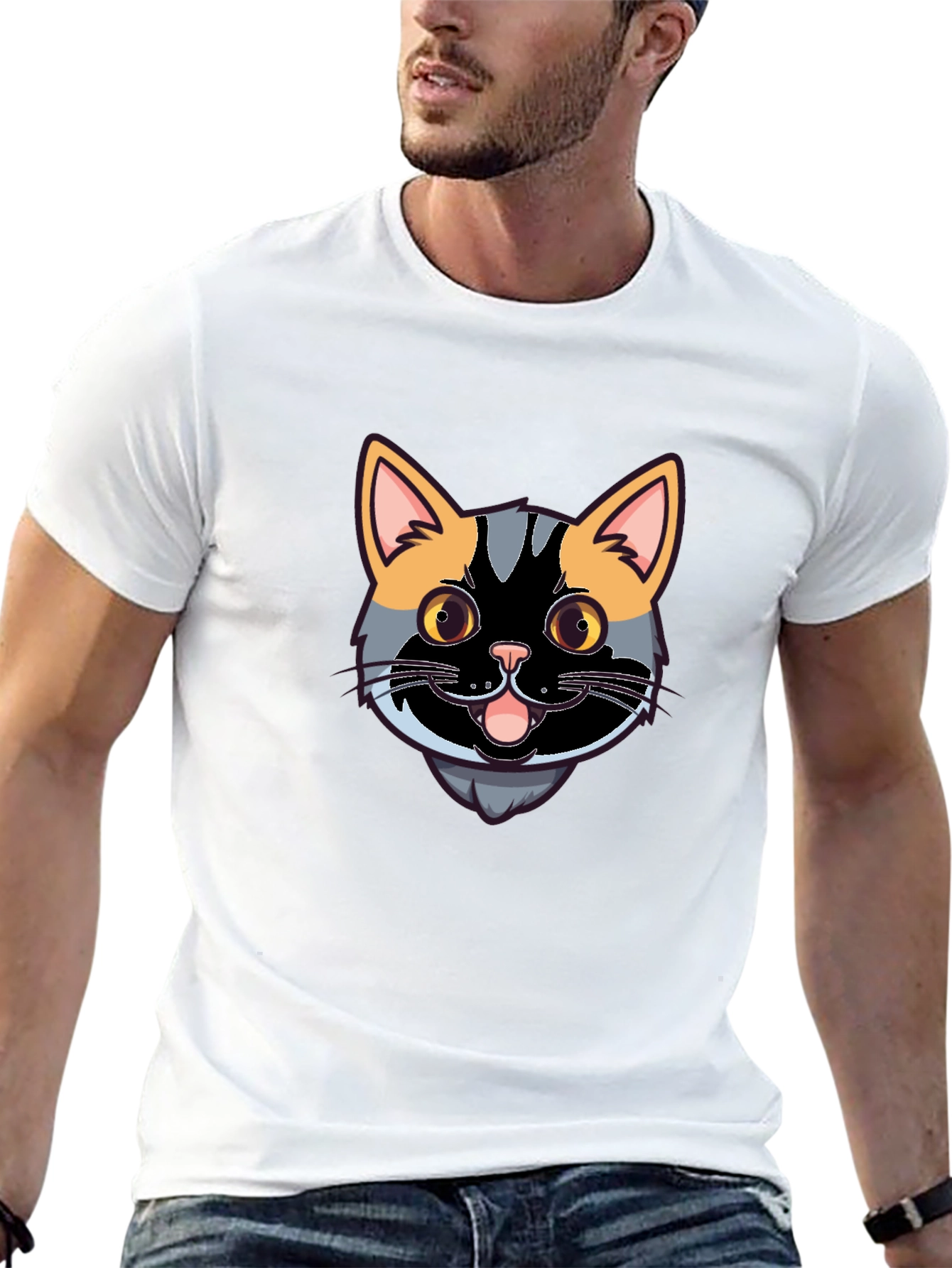 Black Cool Cat Graphic Tee - Black Casual Shirt view 13