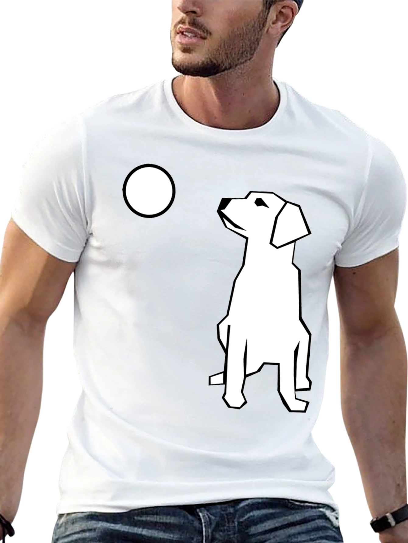 Black Modern Dog Graphic T-Shirt - Black Casual Tee view 13