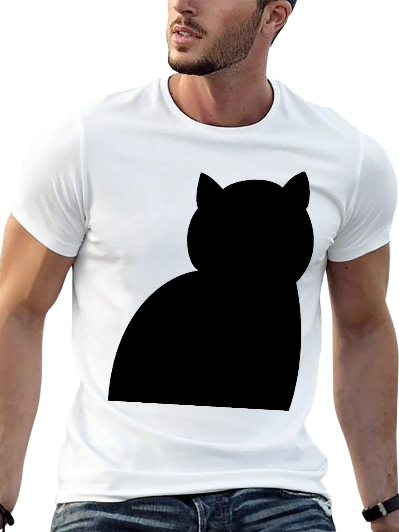 Black Black Cat Silhouette T-Shirt - Unisex Casual Tee view 13